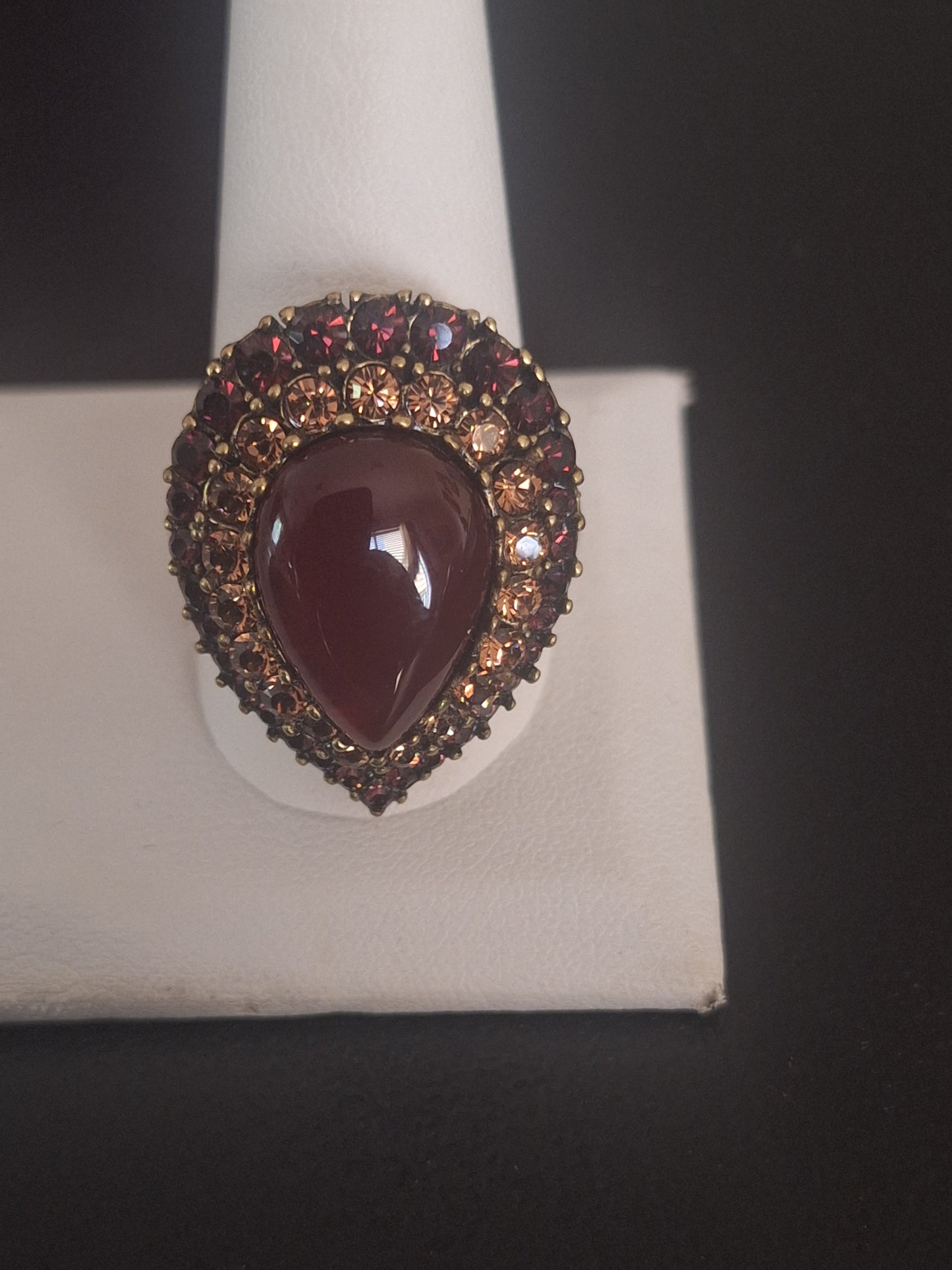 Heidi Daus Teardrop Carnelian Garnet Colored Rhinestone