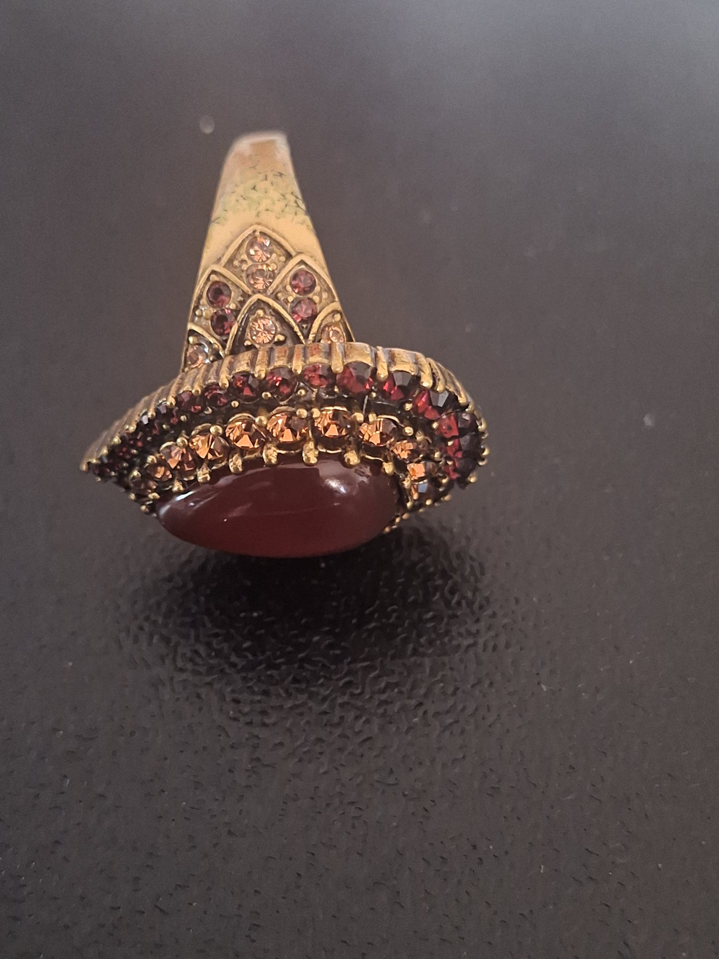 Heidi Daus Teardrop Carnelian Garnet Colored Rhinestone