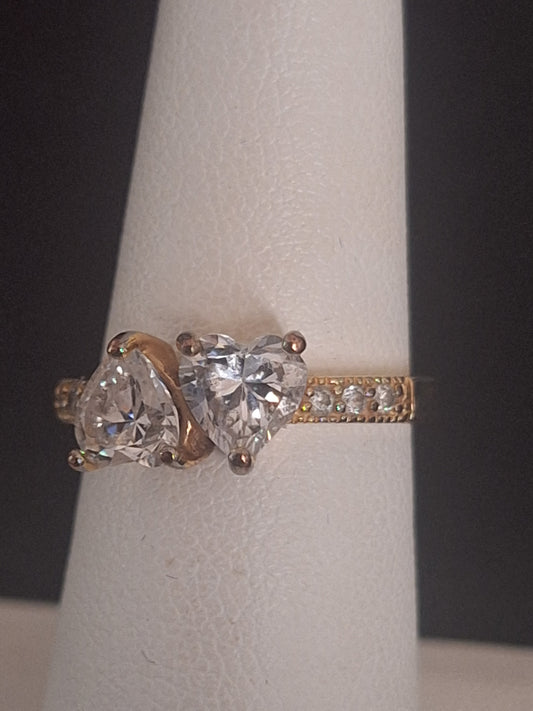 Two Heart-Shaped Clear Cubic Zirconia Stones