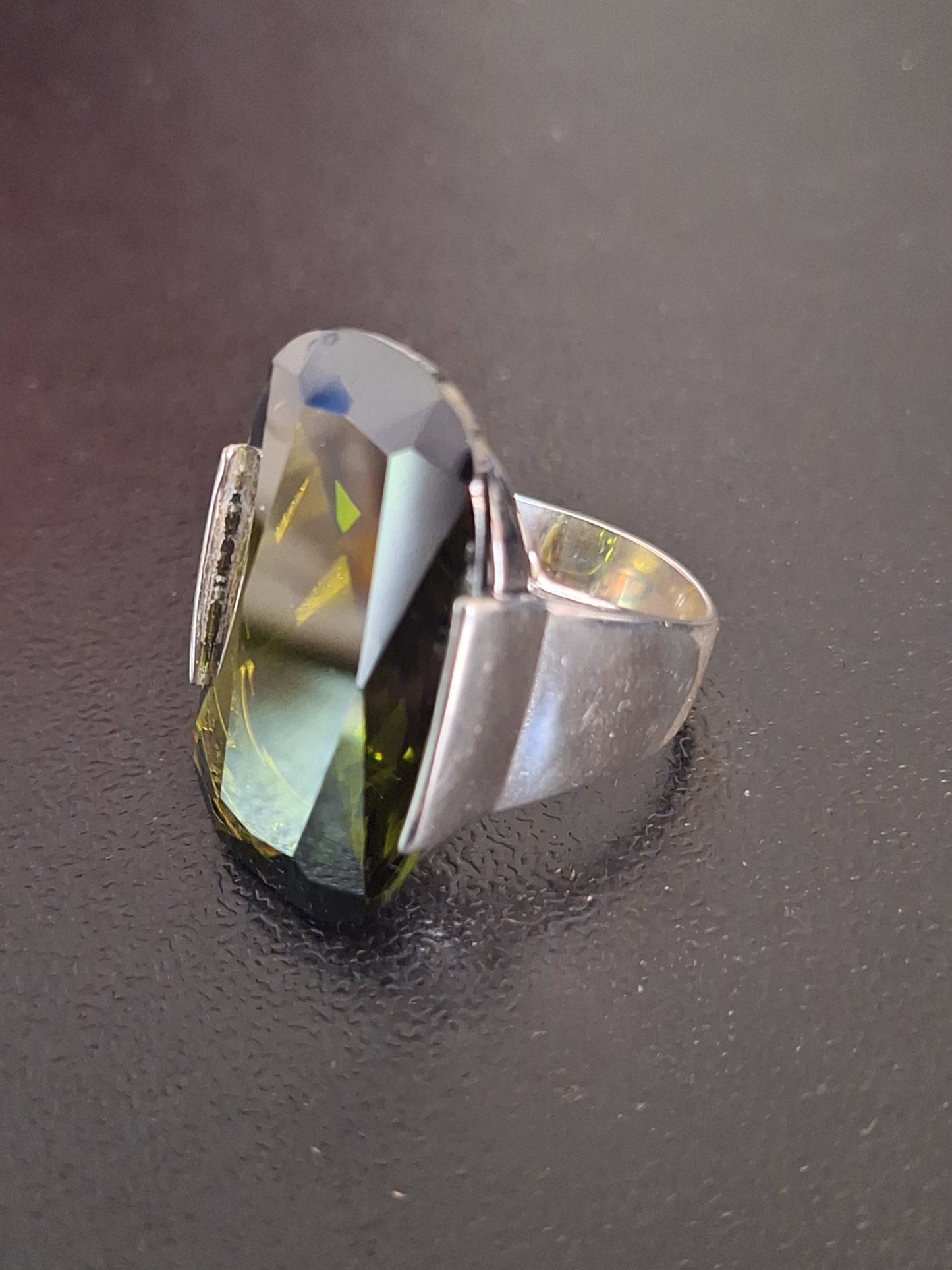 925 Sterling Silver Ring Moldavite Gemstone