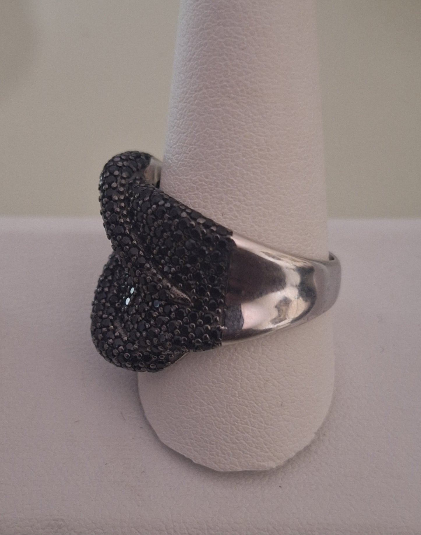 Natural Black Spinel Micro Pave Wrap Sterling Silver
