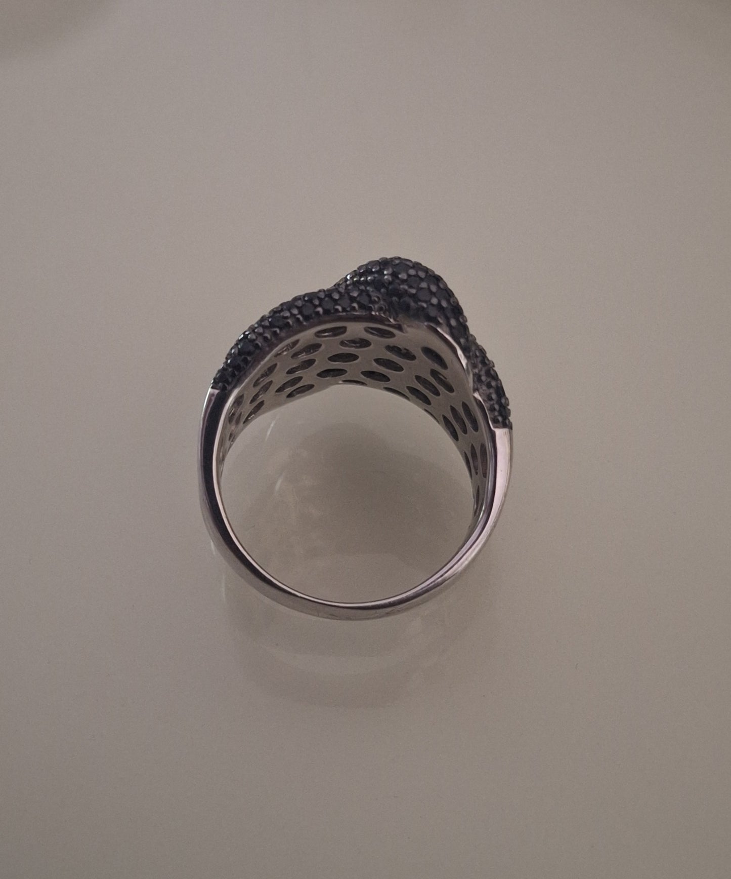 Natural Black Spinel Micro Pave Wrap Sterling Silver