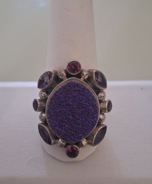 NB Druzy Quartz Amethyst Sterling Silver Ring
