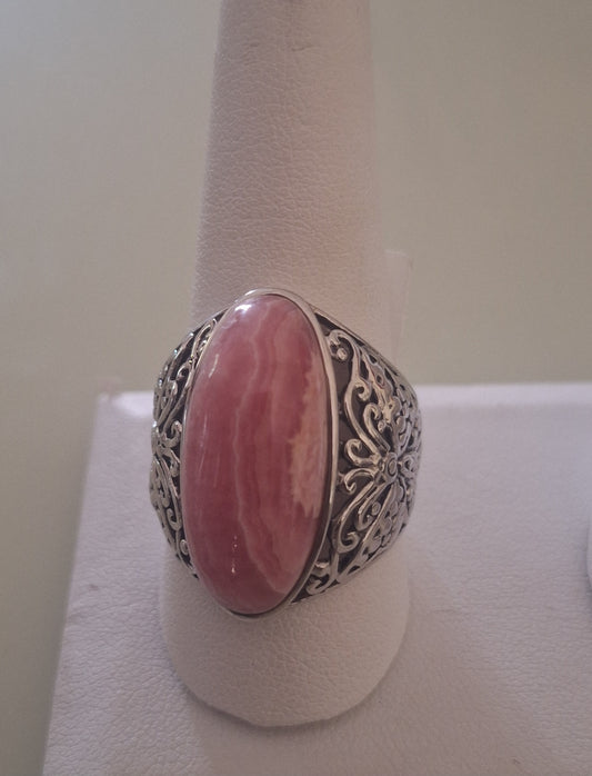Vintage 925 Silver Rhodochrosite Ring