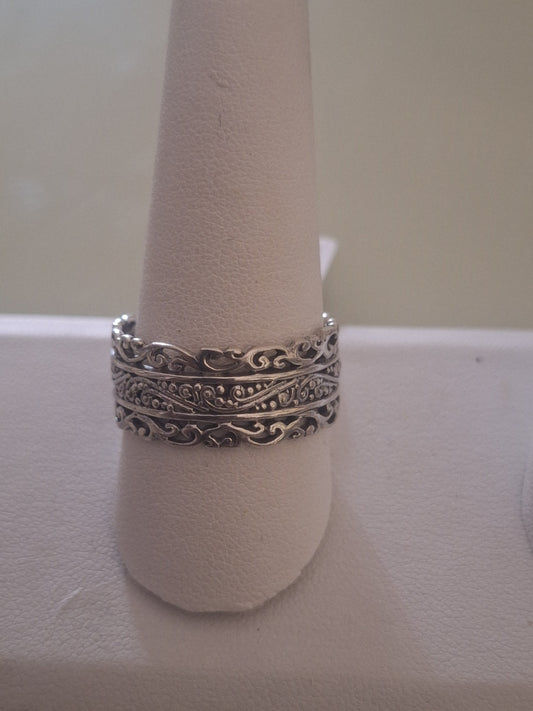 Artisan Gem Collection of Bali Sterling Silver Filigree Band Ring