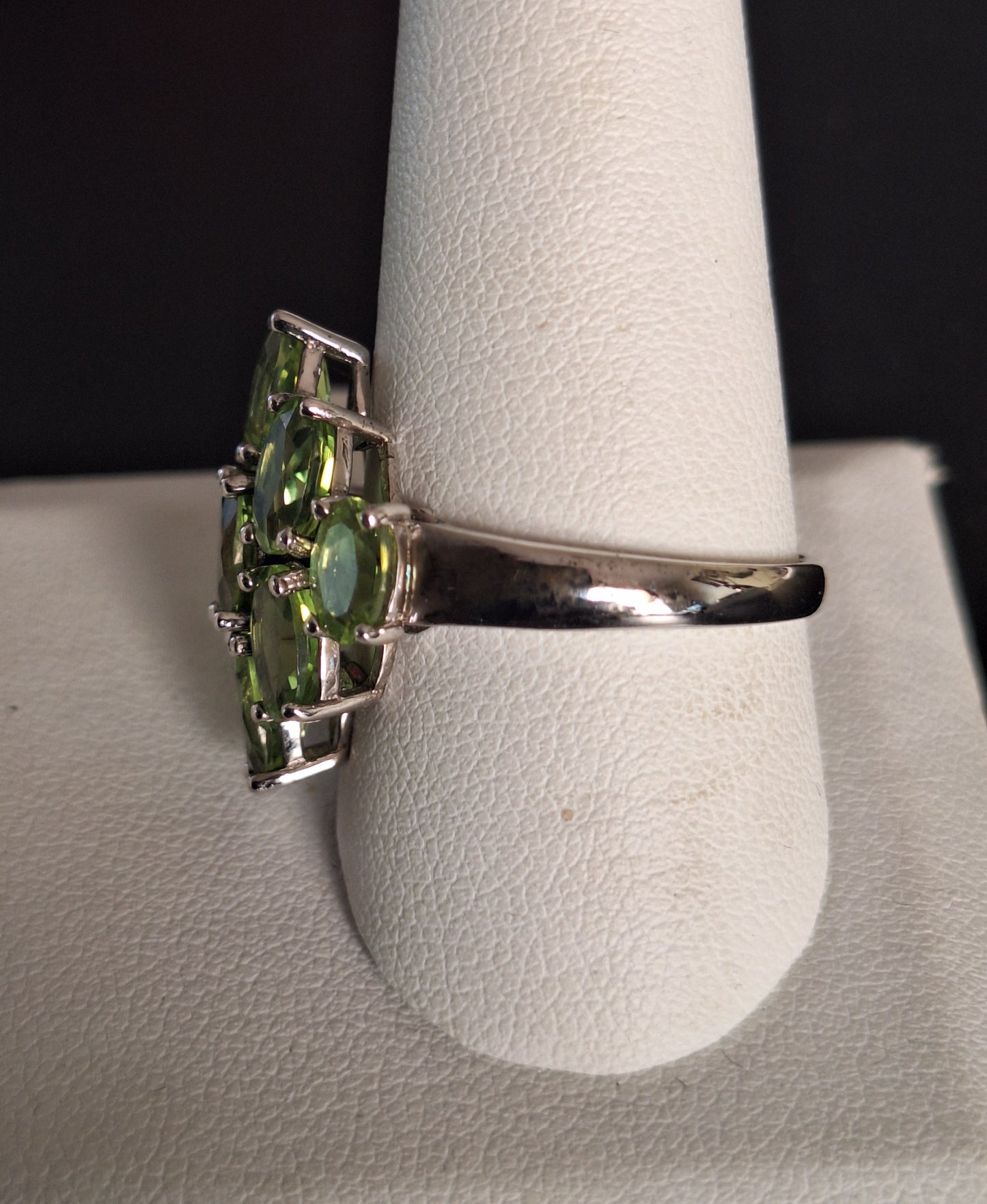 Peridot Cluster Ring Nine Oval Stones