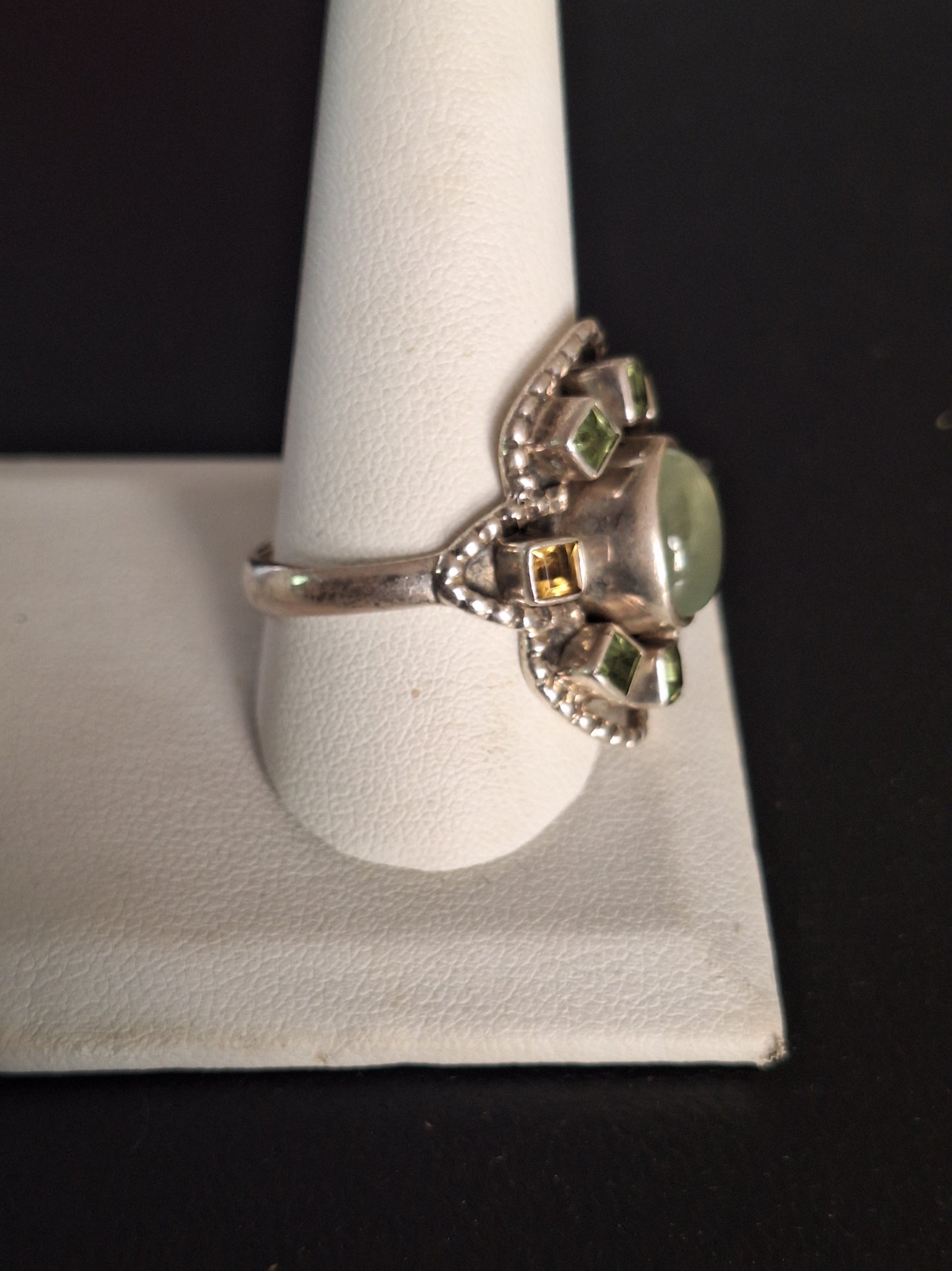 NB 925 Moonstone, Peridot and Citrine Ring