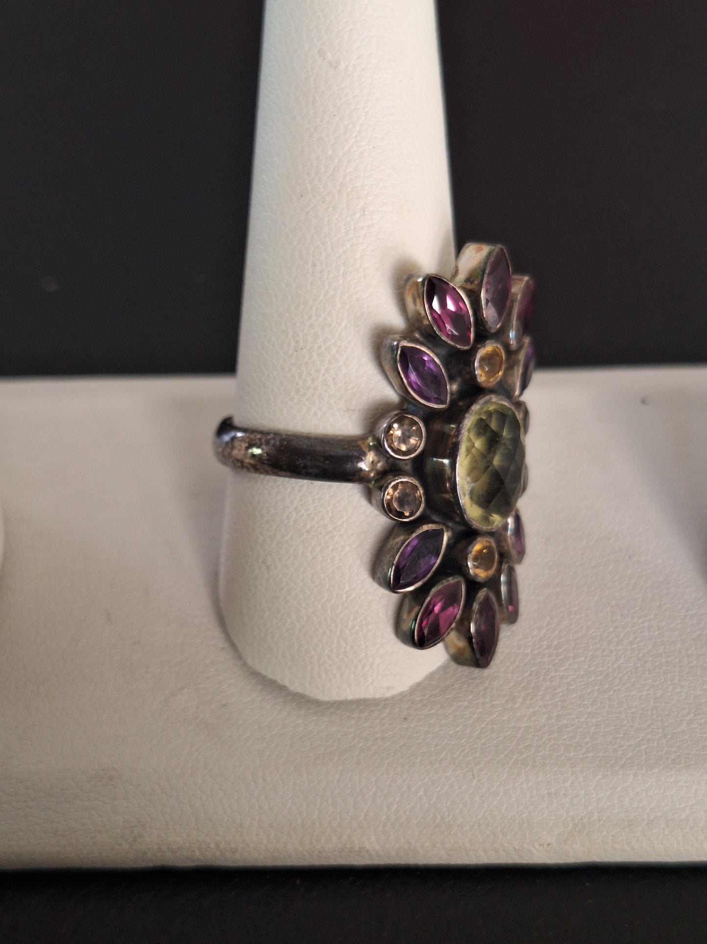 NB Sterling Silver 925 Amethyst Multi Gem Ring