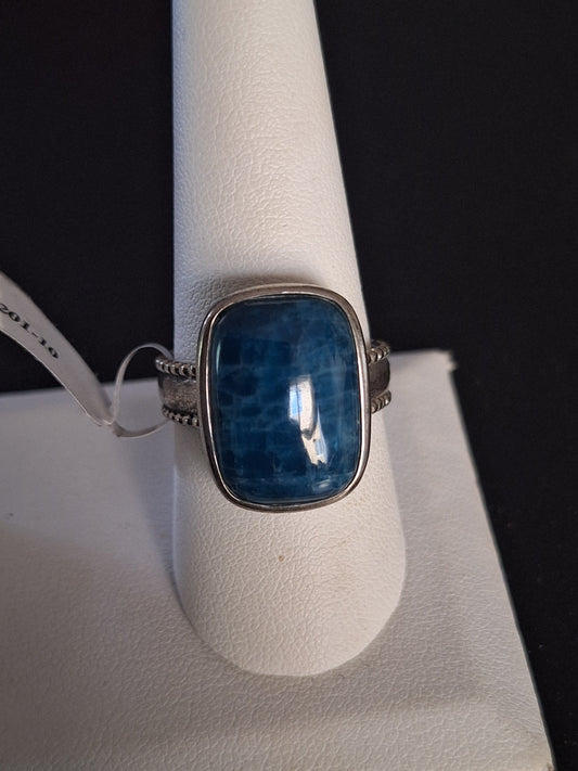 Genuine Neon Blue Apatite 925 Solid Sterling Silver Ring