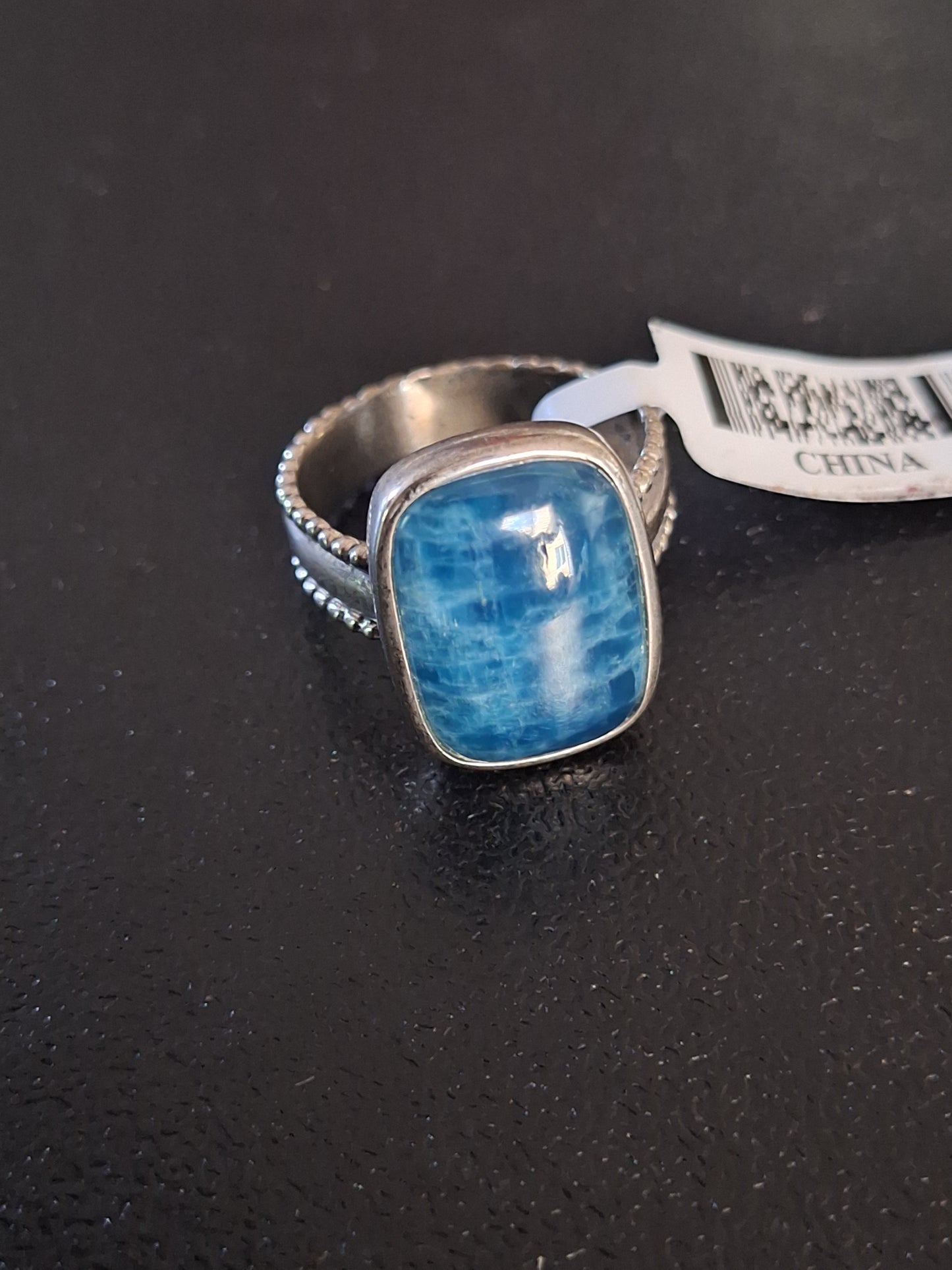 Genuine Neon Blue Apatite 925 Solid Sterling Silver Ring