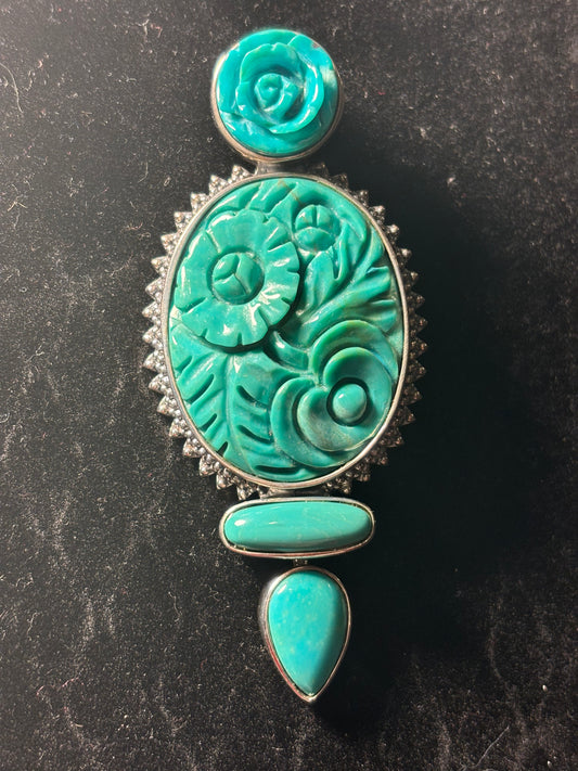 AKR Amy Kahn Russel Sterling Silver Turquoise Brooch Pin
