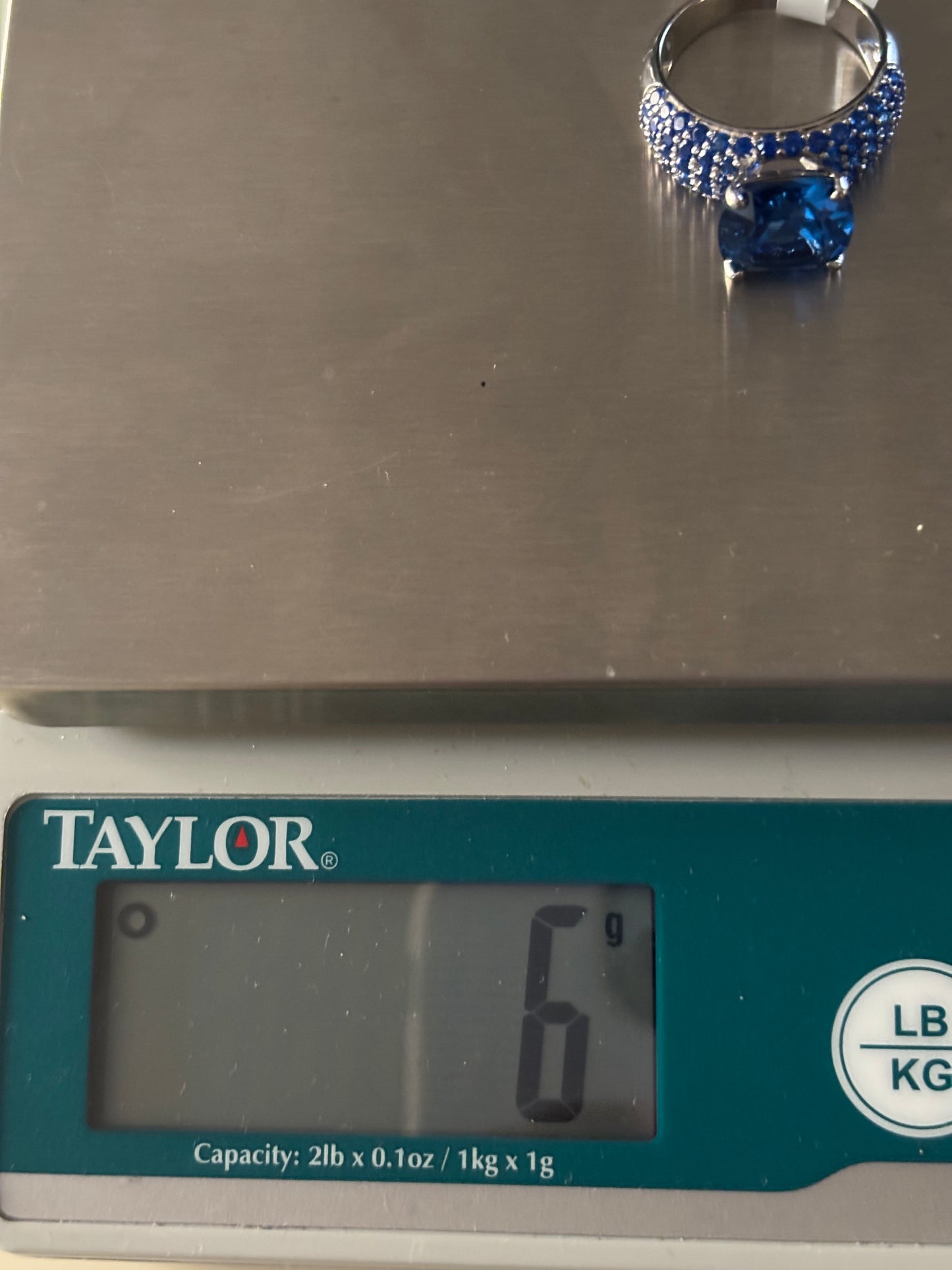 Blue Lab Created Spinel Rhodium Over Sterling Silver Ring