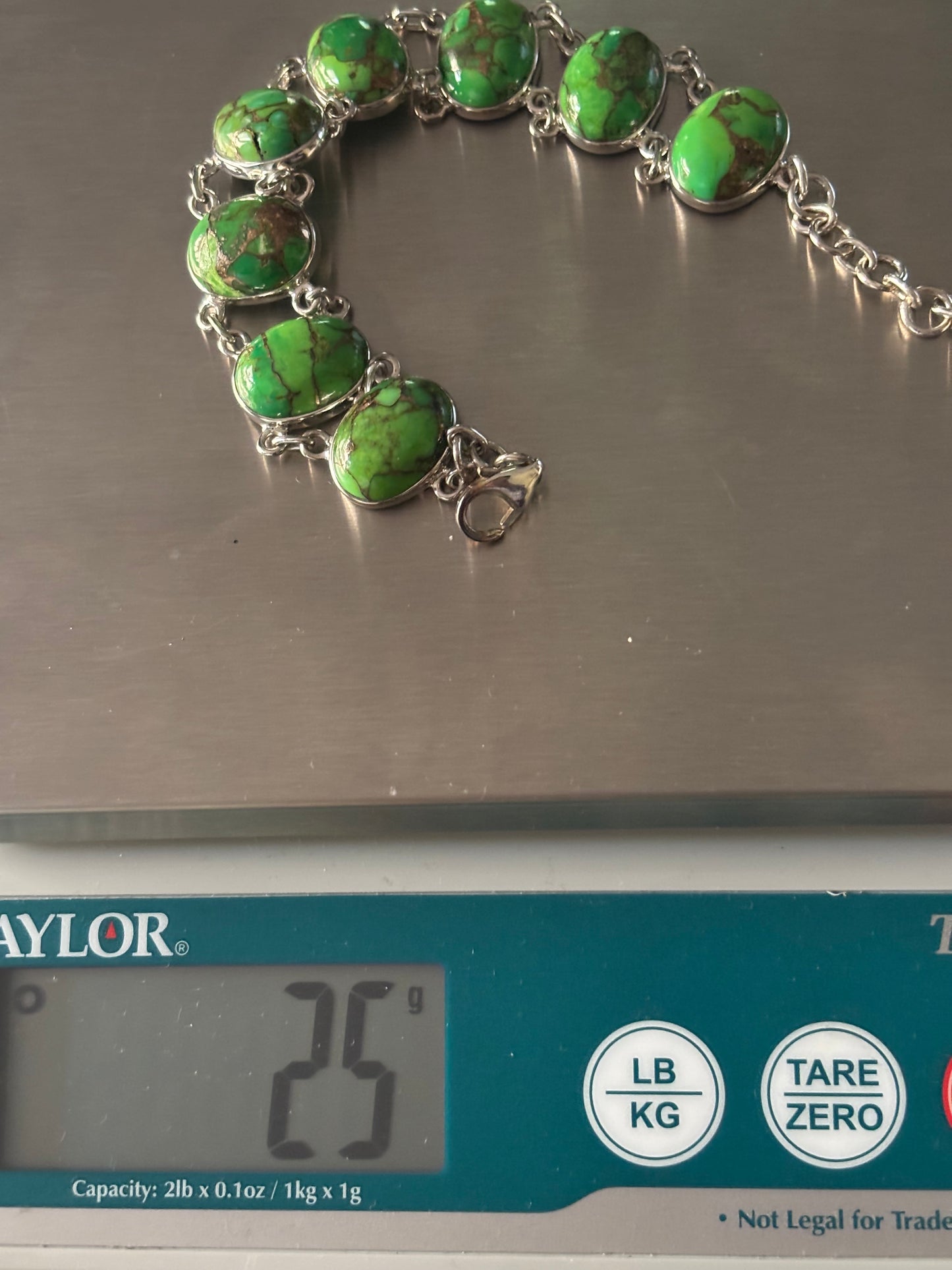 Green Copper Turquoise Sterling Silver Gemstone Bracelet