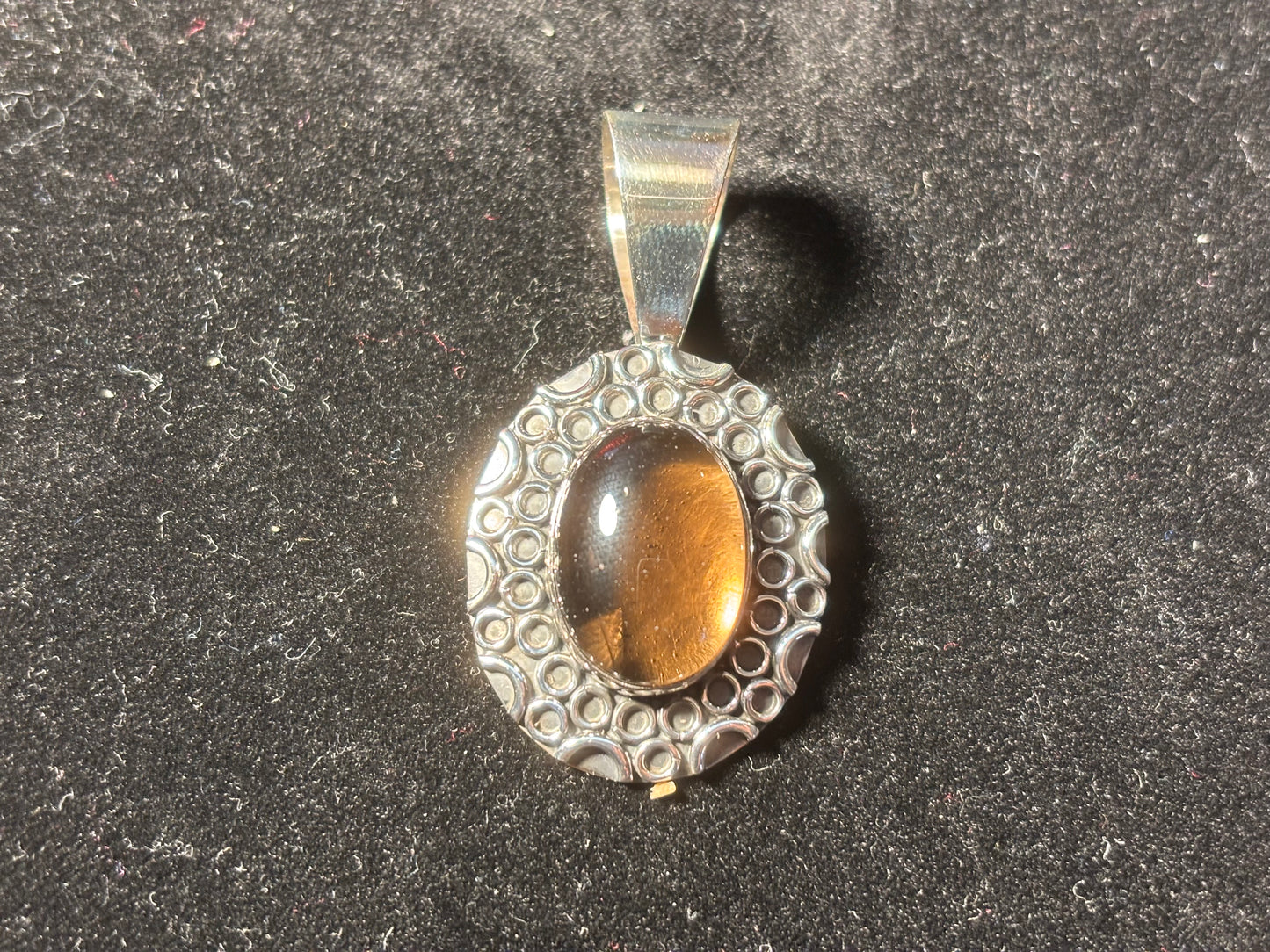 DTR Jay King Sterling Silver Smokey Brown Quartz Oval Dot Pendant