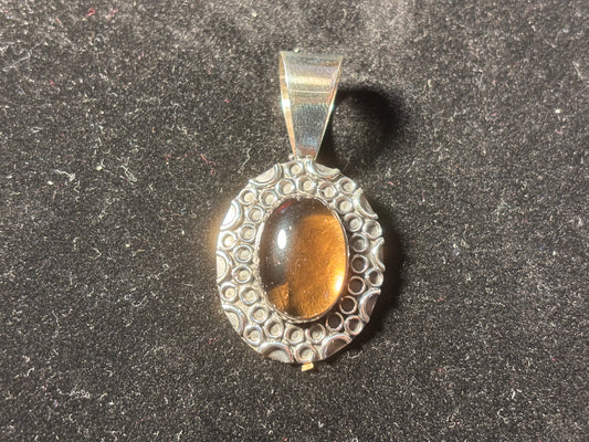 DTR Jay King Sterling Silver Smokey Brown Quartz Oval Dot Pendant
