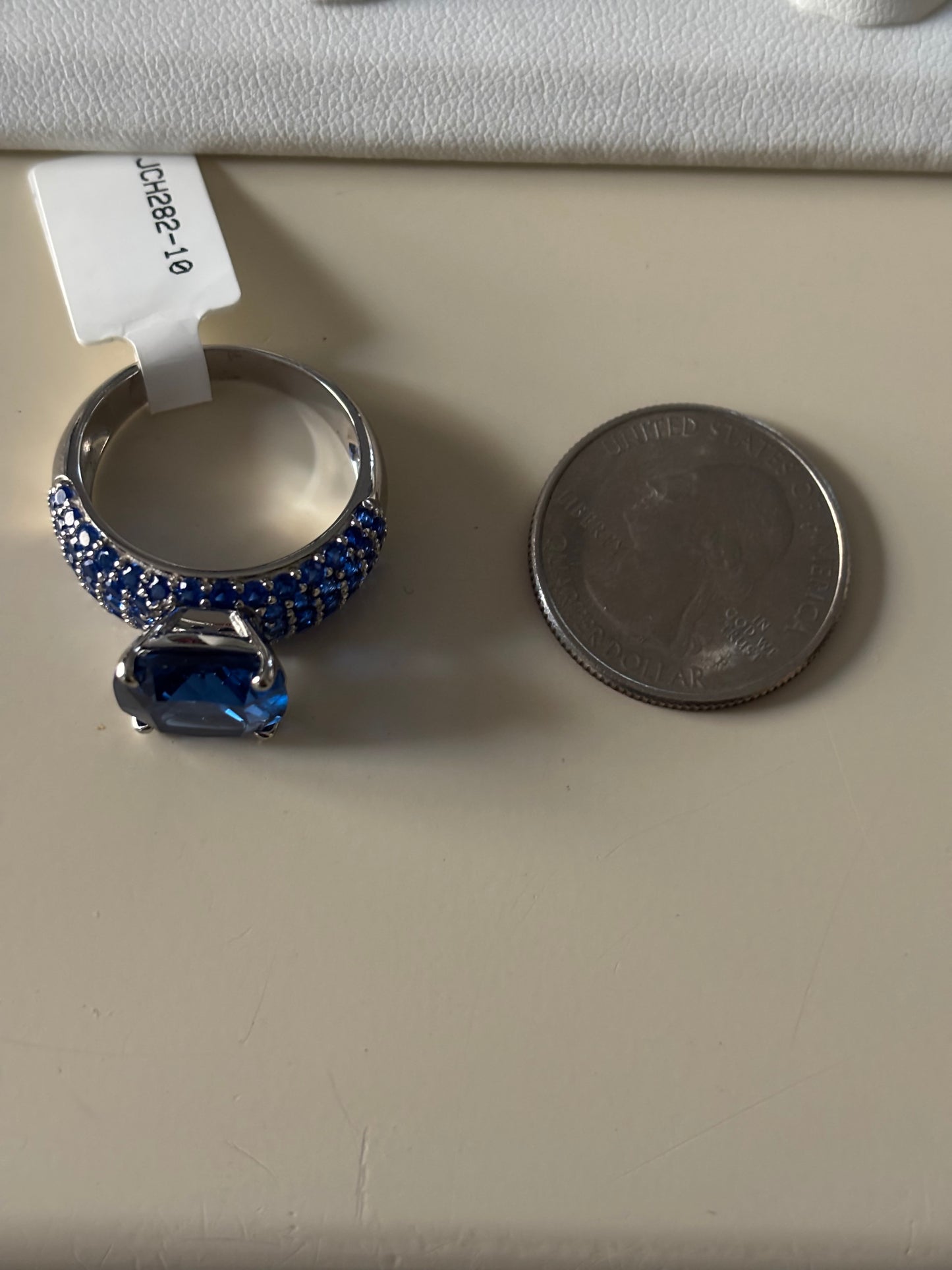 Blue Lab Created Spinel Rhodium Over Sterling Silver Ring