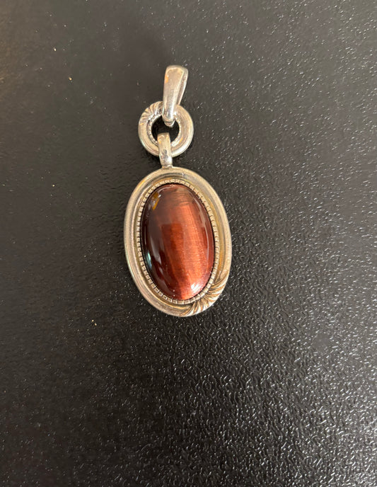Whitney Kelly WK Sterling Silver Large Oval Tigers Eye Slide Pendant.
