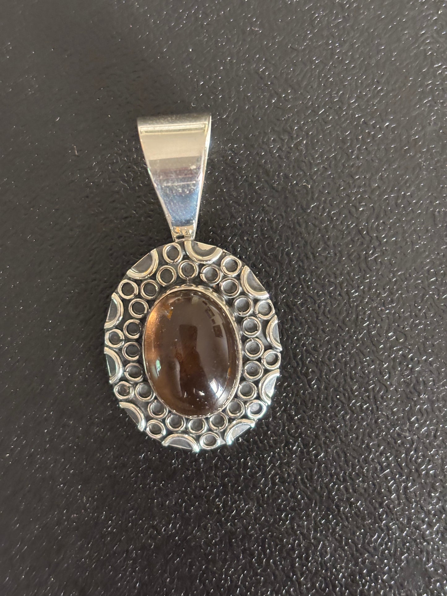 DTR Jay King 925 Sterling Silver Smokey Brown Quartz Oval Dot Pendant