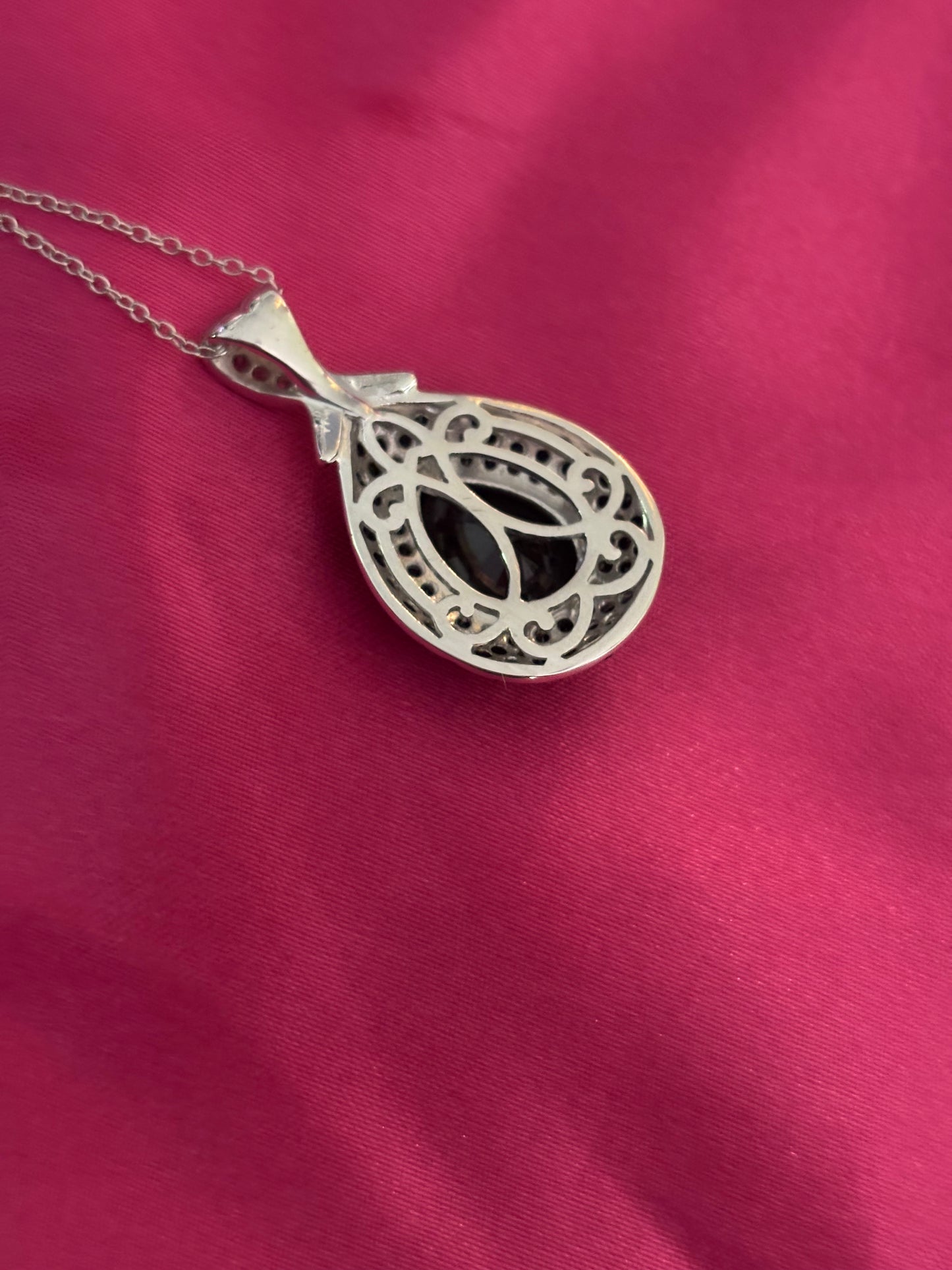 Vintage Black Spinel Diamond Sterling Silver Necklace