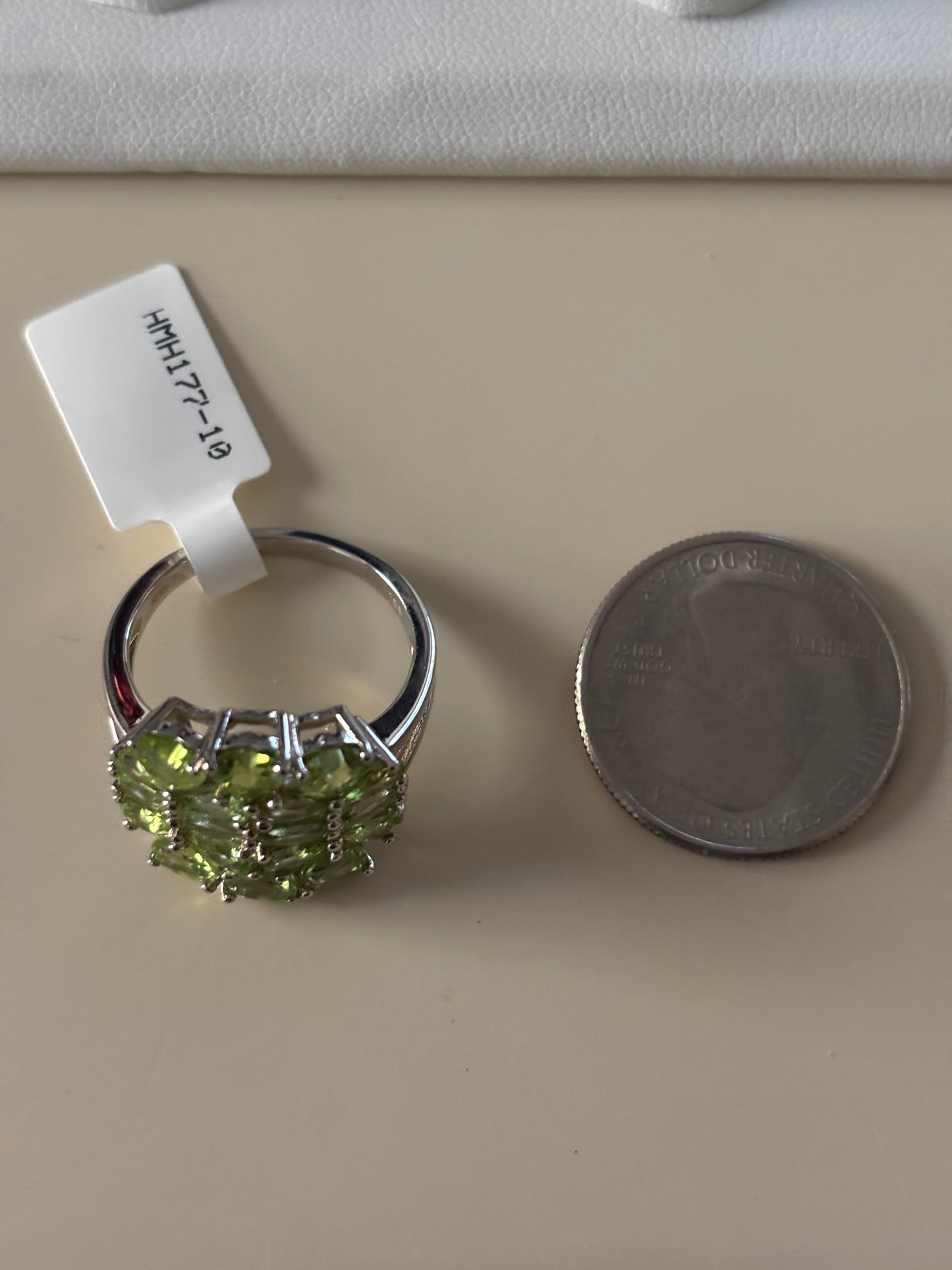 Genuine Green Sterling silver Cluster Ring