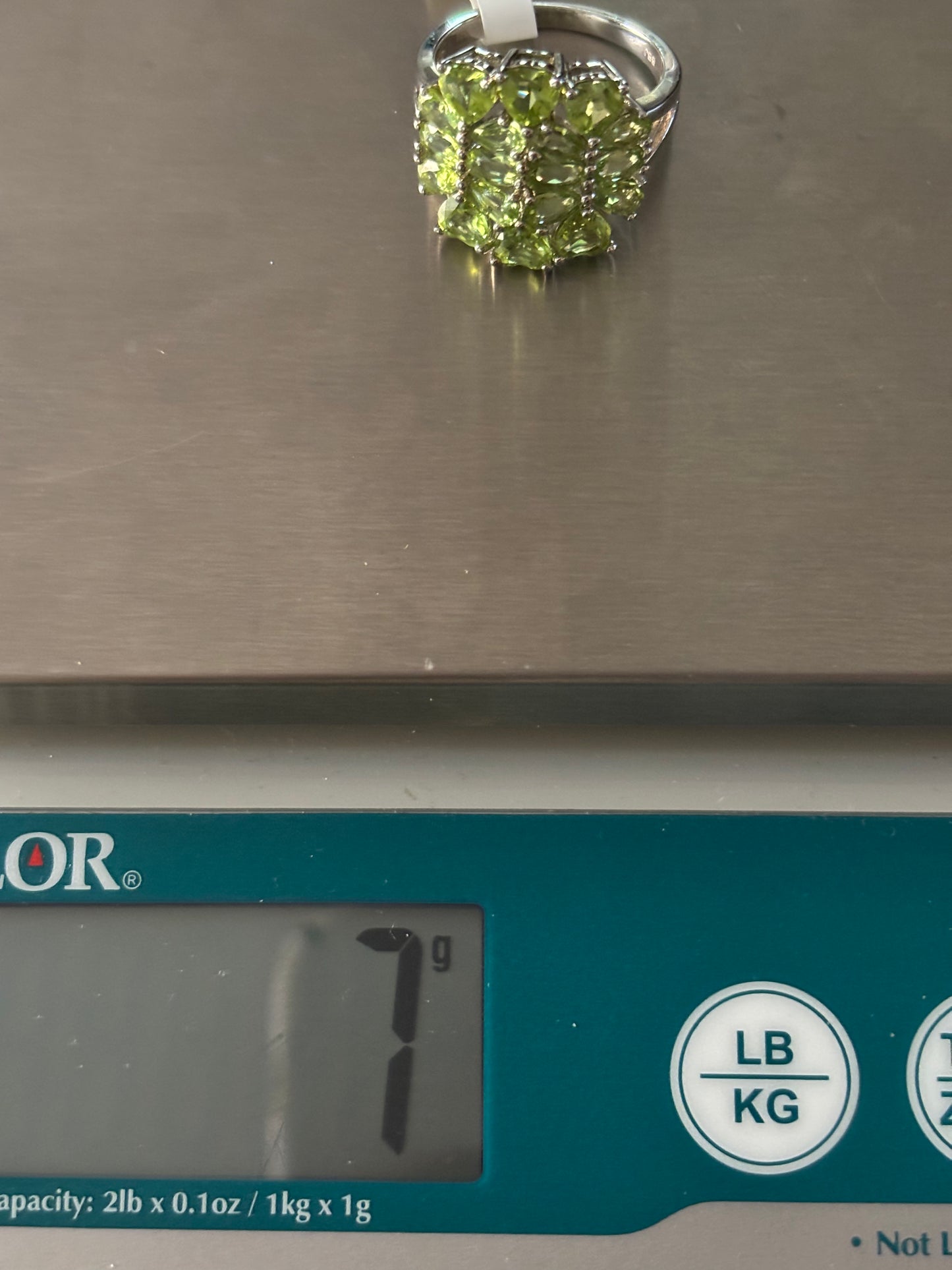 Genuine Green Sterling silver Cluster Ring