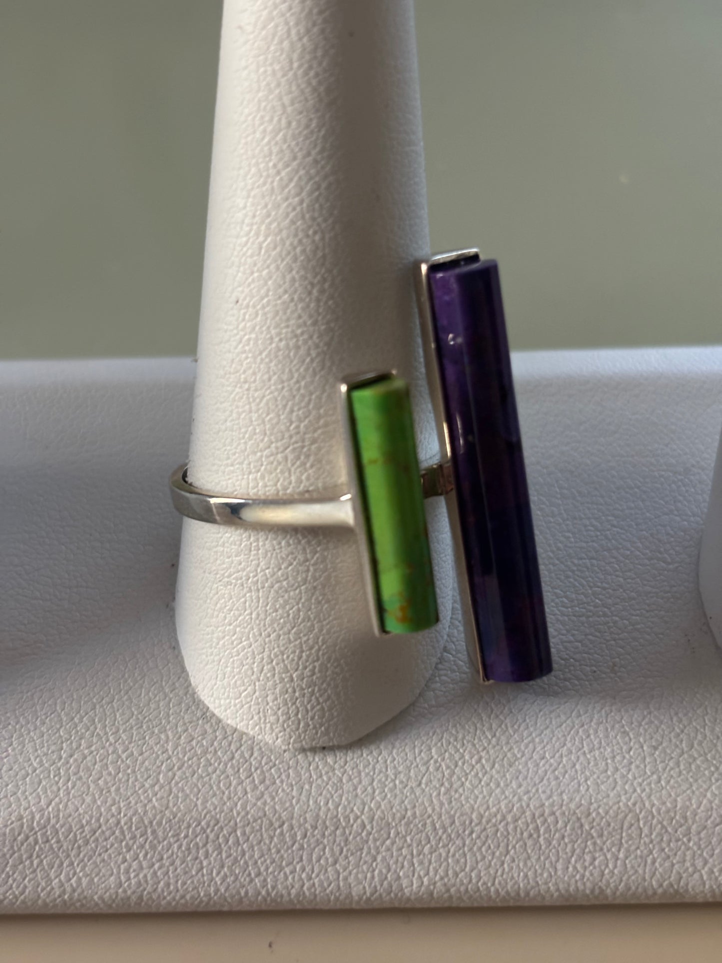 Jay King Sterling Silver Modernist Charoite & Gaspiete Ring