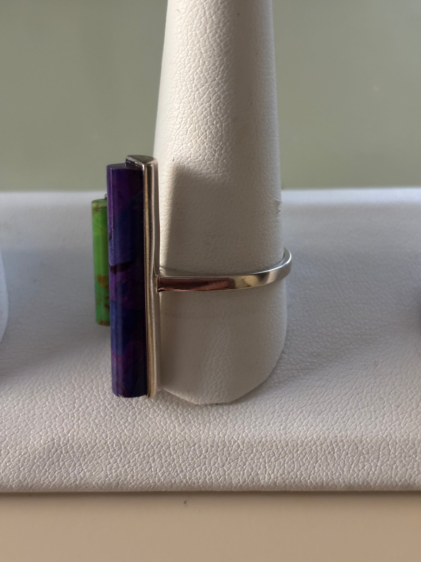 Jay King Sterling Silver Modernist Charoite & Gaspiete Ring