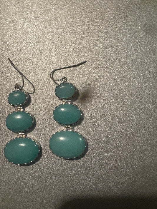 Aqua Chalcedony Gemstone 925 Sterling Silver Earring Jewelry
