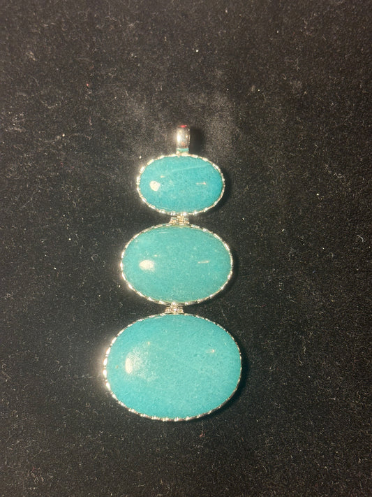 Vintage Sterling Silver Green Onyx & Pearl Pendant S
