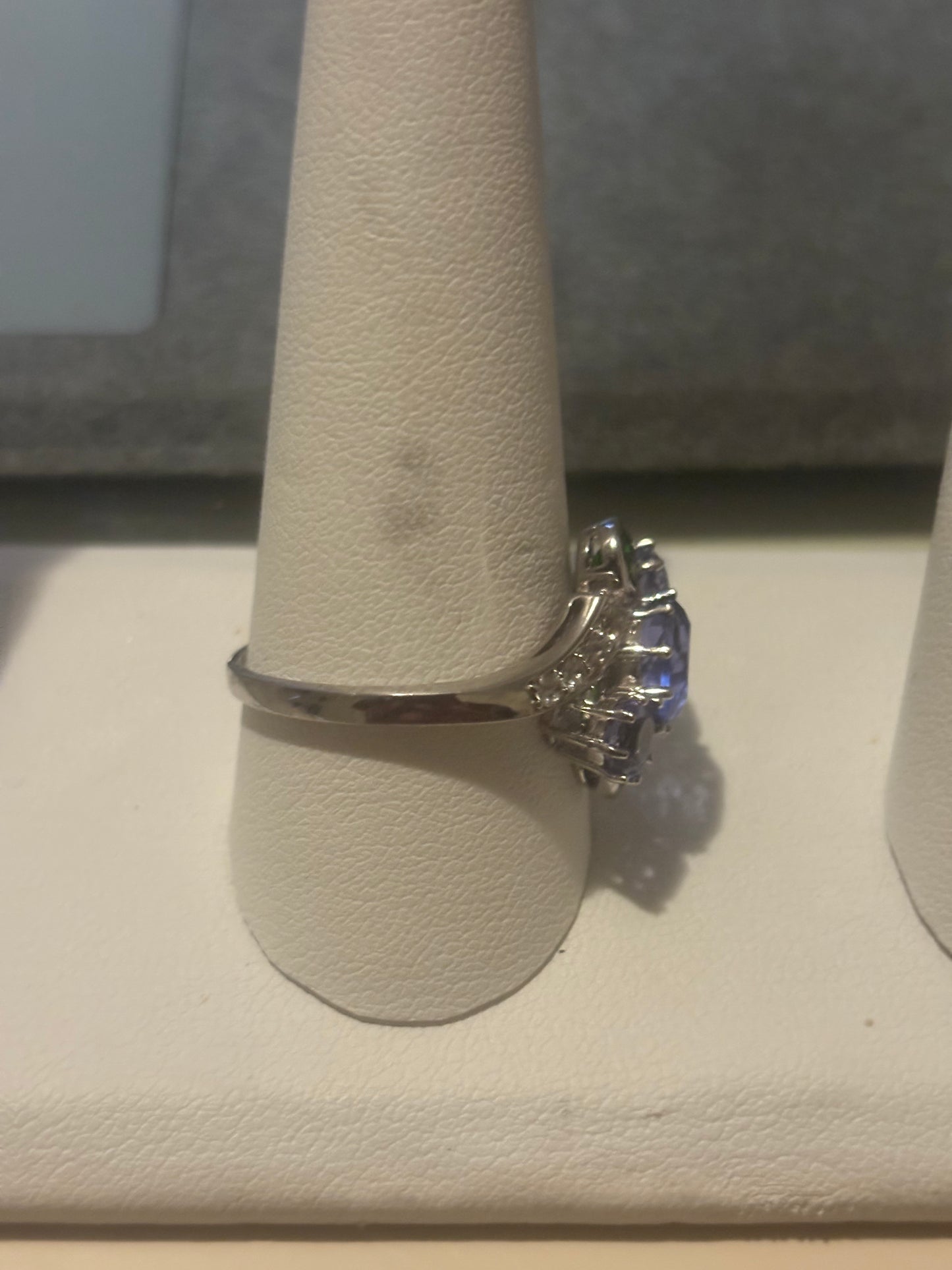 925 Sterling Silver Color Burst Cluster Ring