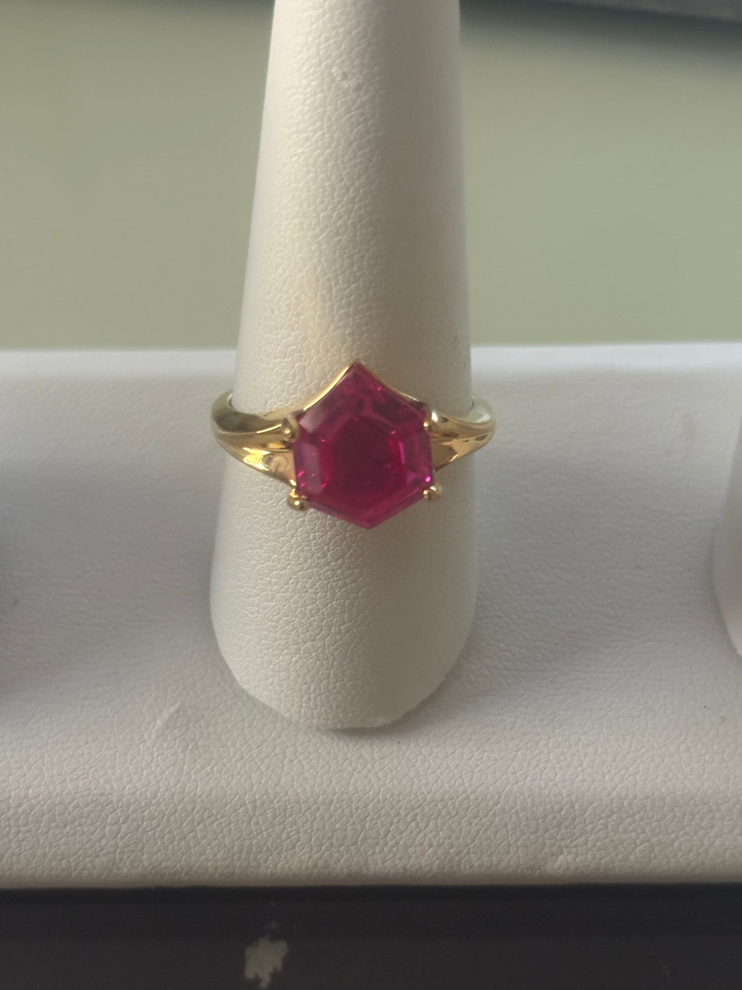 Ruby Hexagon Cut Ring Sterling Silver