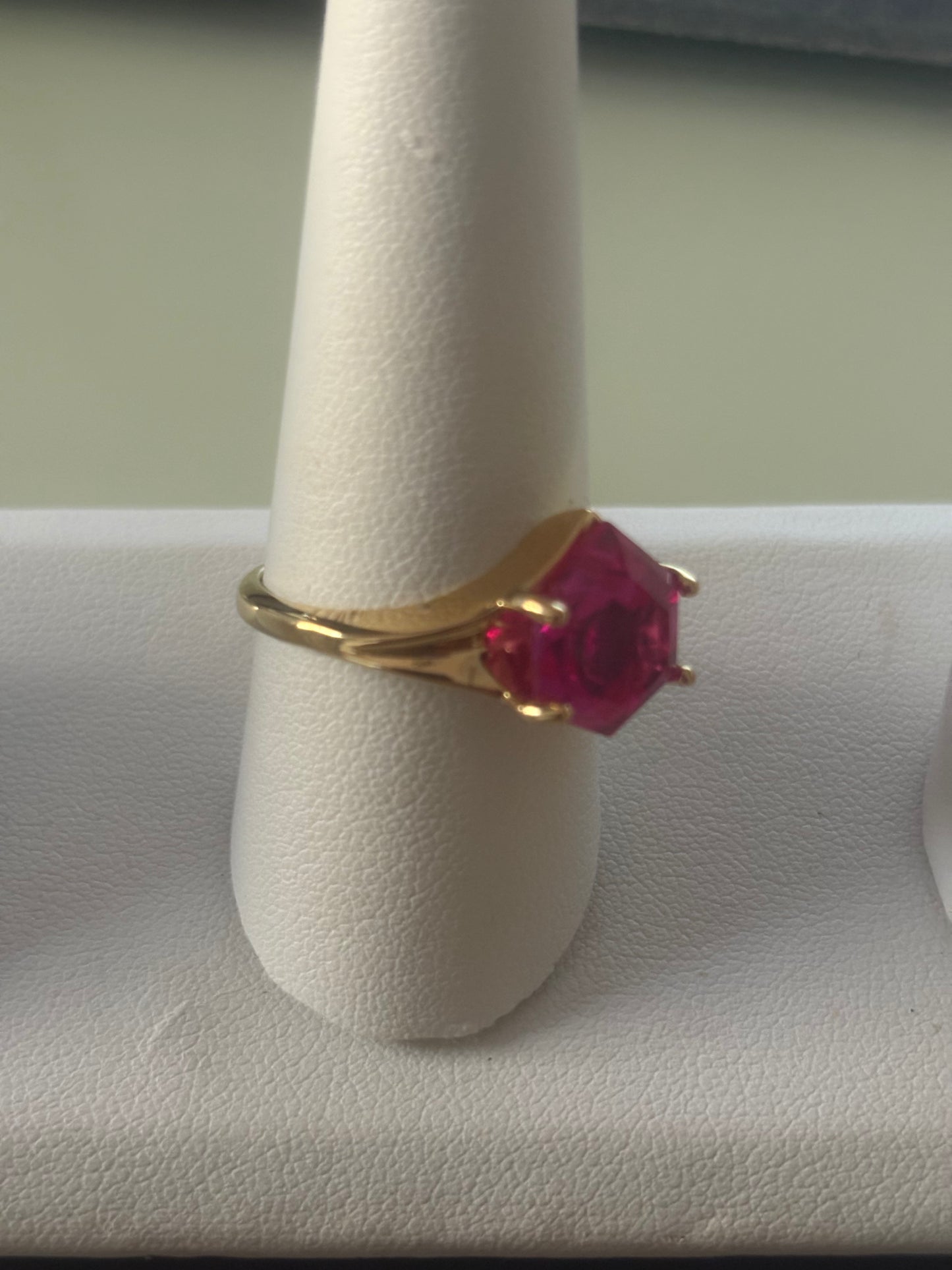 Ruby Hexagon Cut Ring Sterling Silver