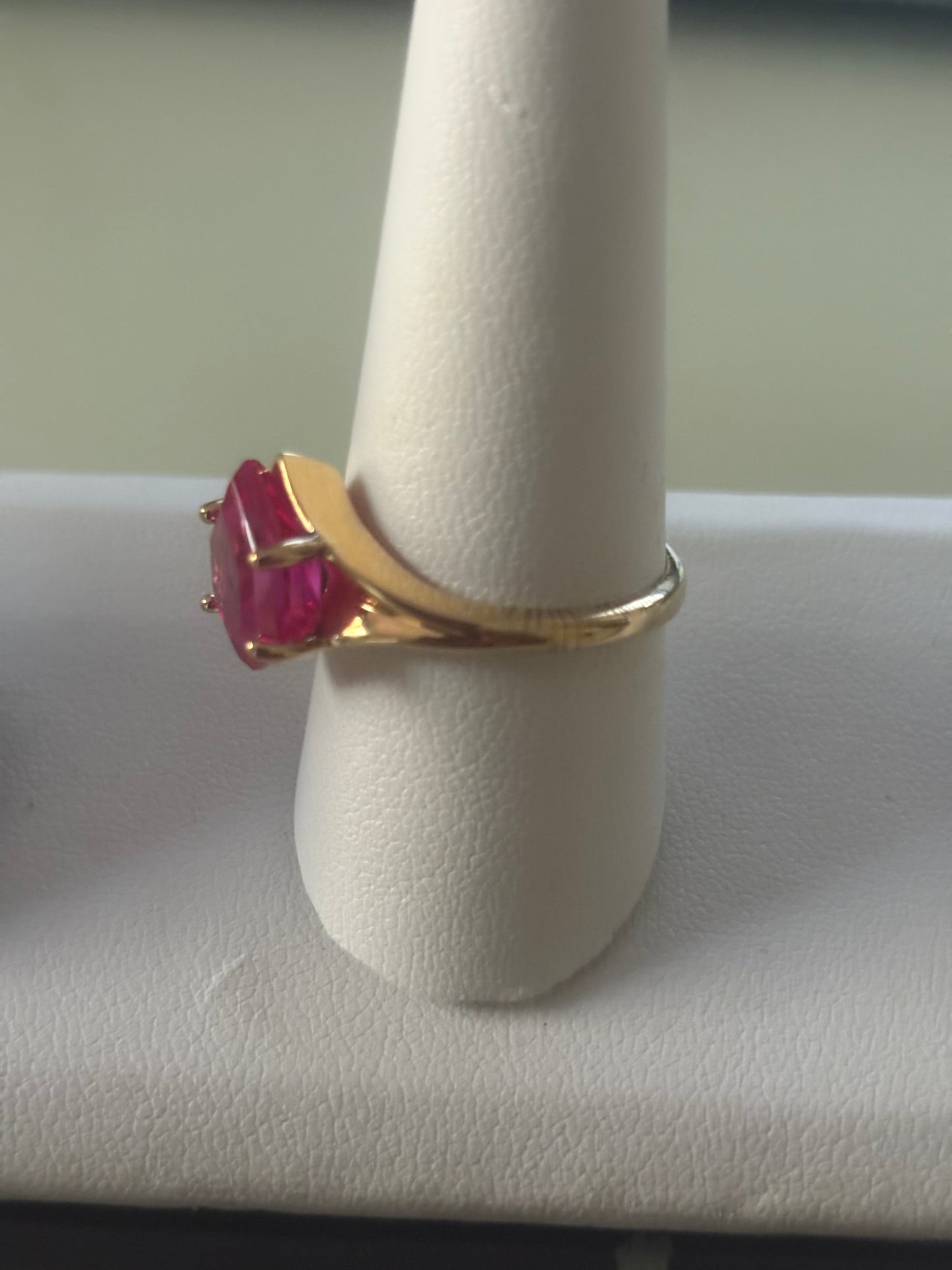 Ruby Hexagon Cut Ring Sterling Silver