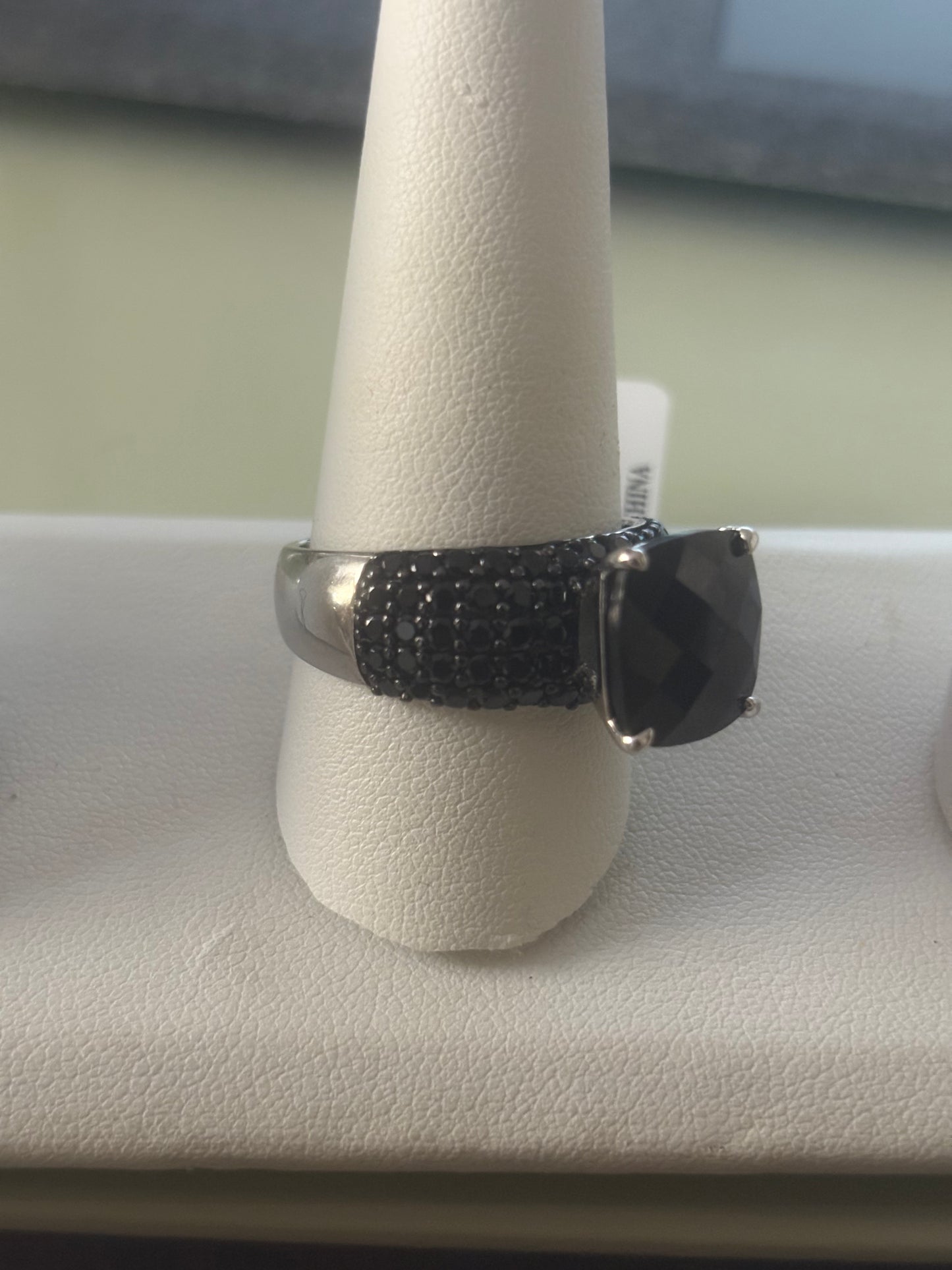 VTG Designer KJC Black Spinel Sterling Silver Ring