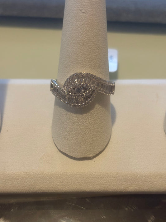 Vintage Sterling Silver Faux Diamond Cocktail Ring - Silver Cocktail Ring