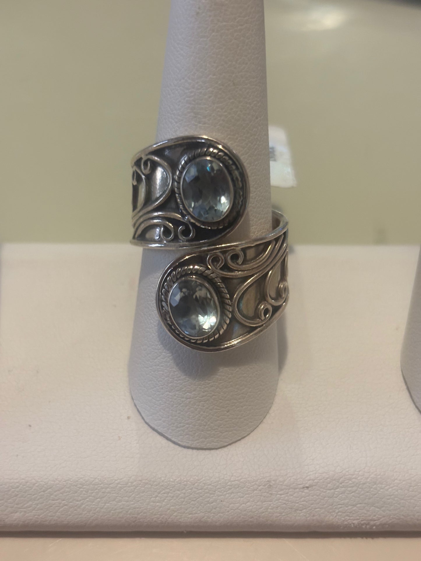 Solid 925 Sterling Silver Natural Blue Topaz Ring Gemstone Jewelry