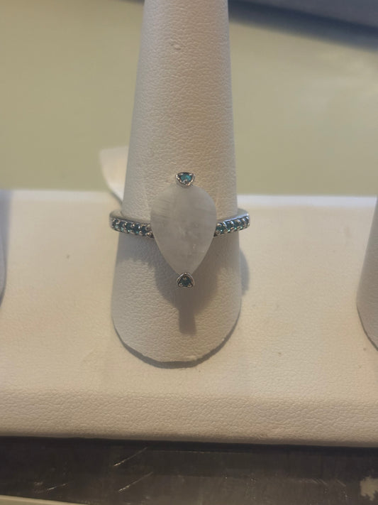 Doug Paulus dP Sterling Silver White Stone Blue Sapphire Ring
