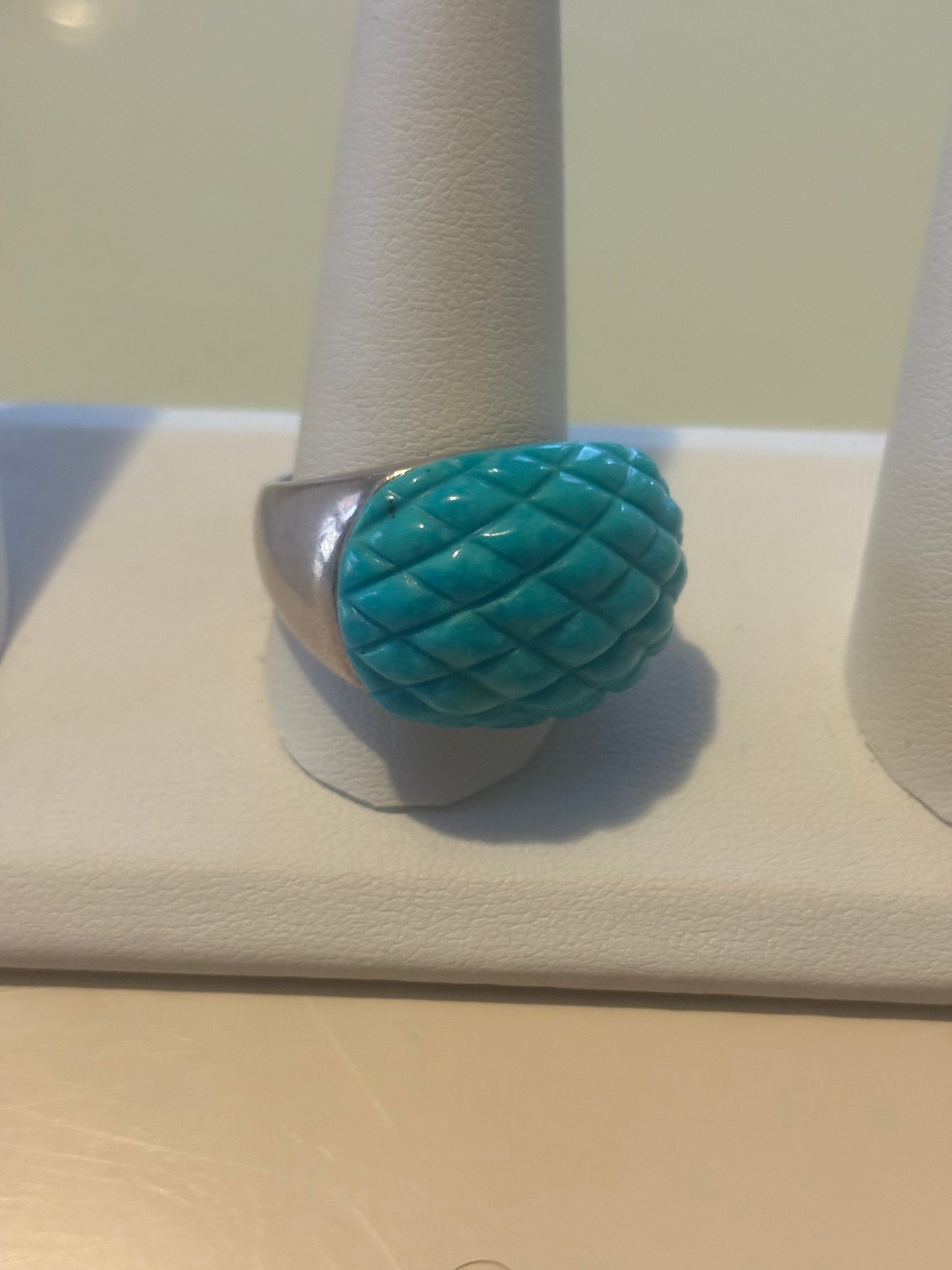 Jay King DTR Turquoise Sterling Silver Oval Checkered Cut Size 13