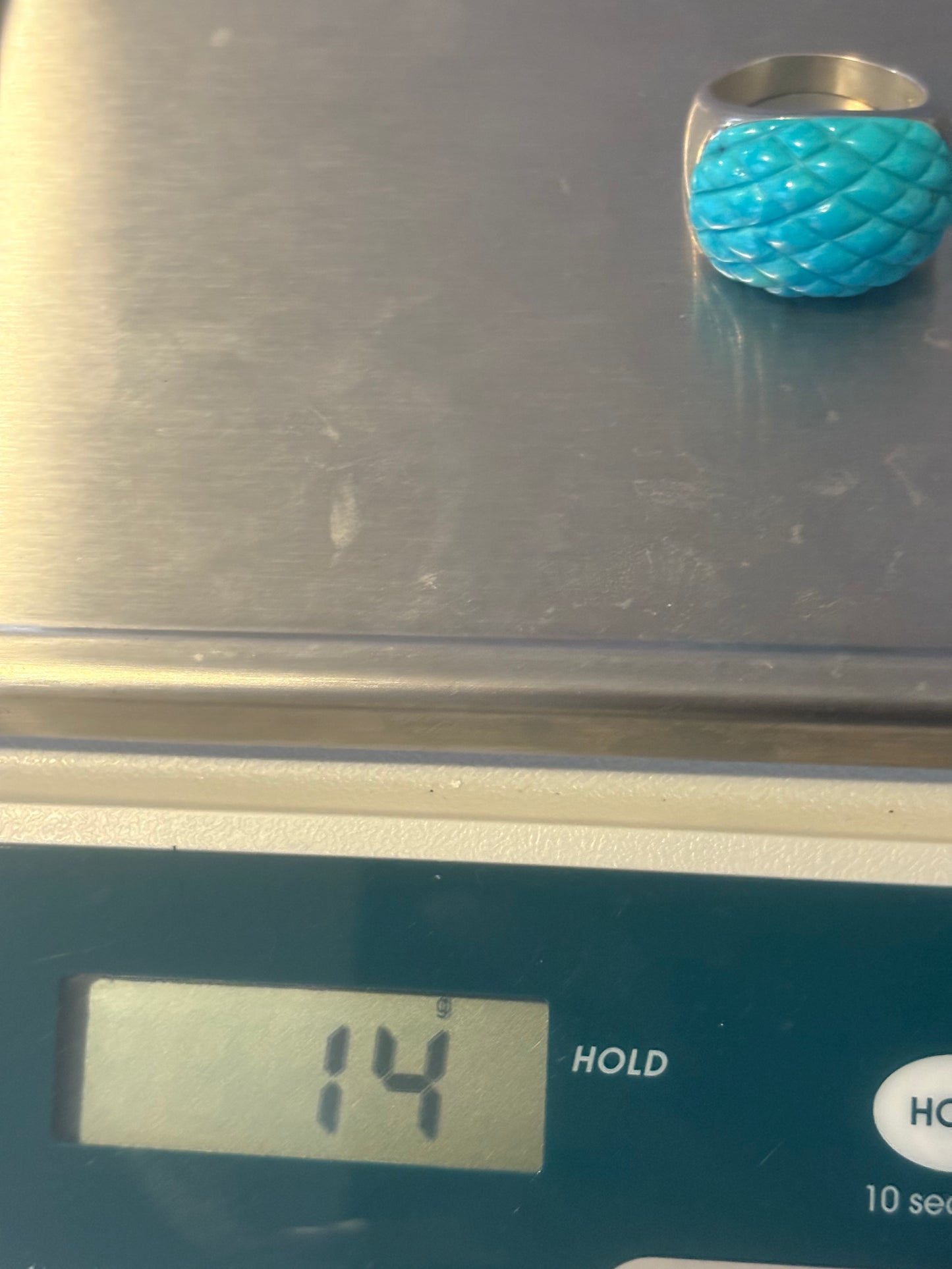 Jay King DTR Turquoise Sterling Silver Oval Checkered Cut Size 13