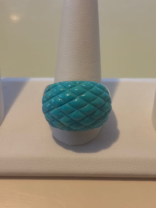 Jay King DTR Turquoise Sterling Silver Oval Checkered Cut Size 13