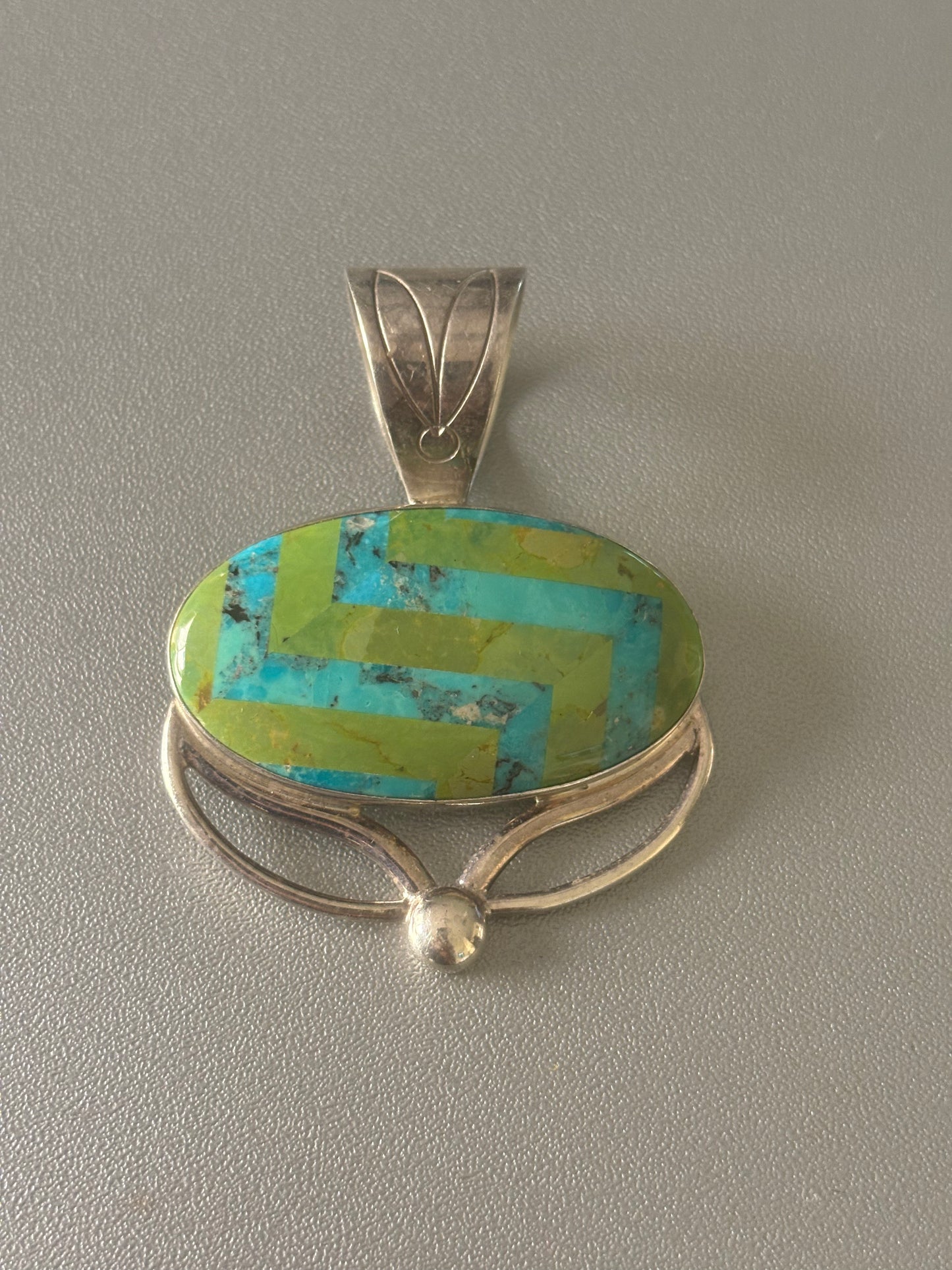 Gaspite and Turquoise Sterling Silver Pendant