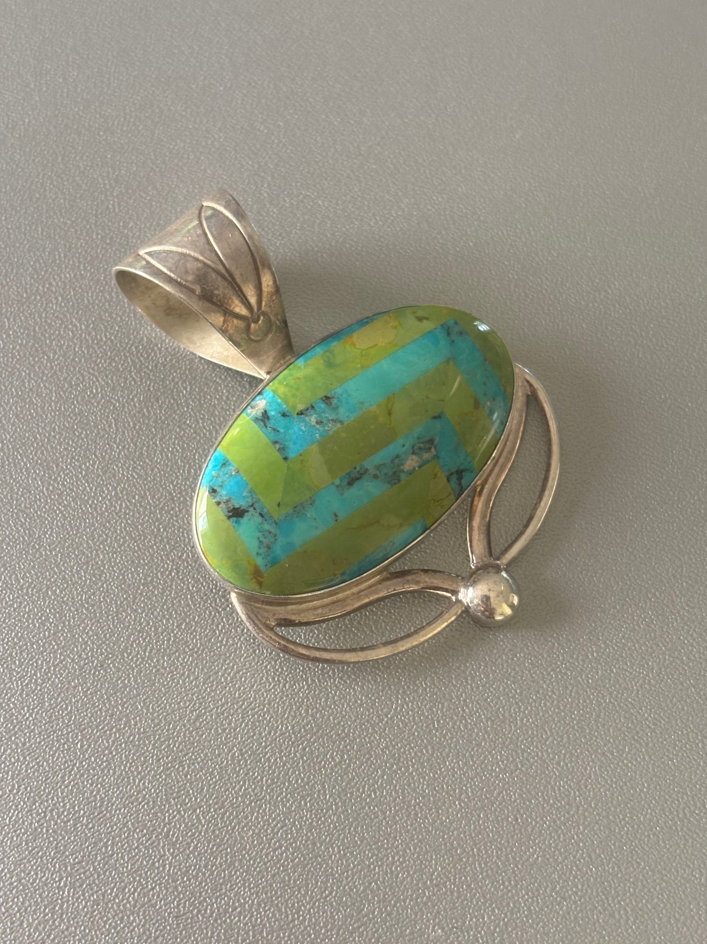 Gaspite and Turquoise Sterling Silver Pendant