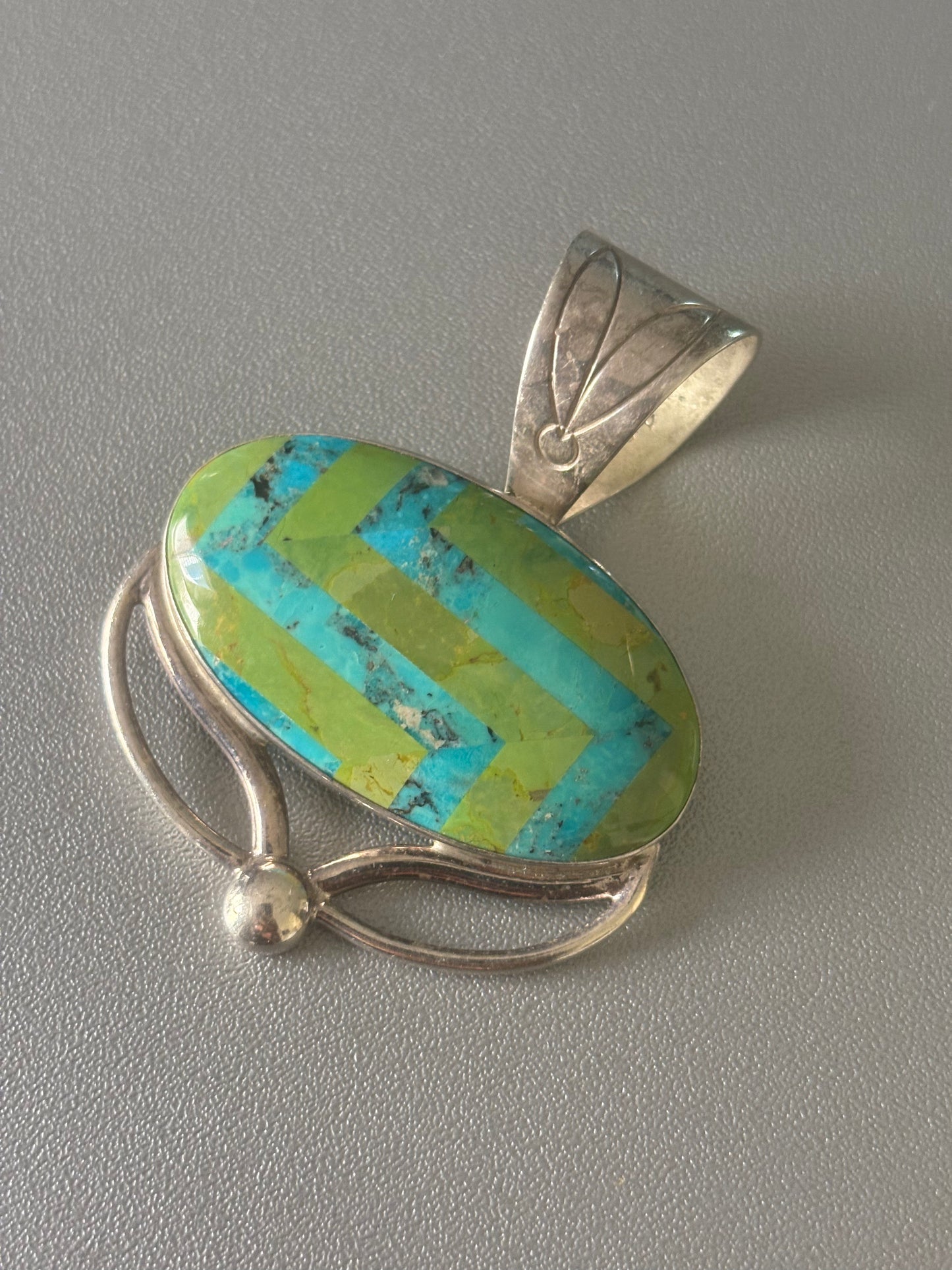 Gaspite and Turquoise Sterling Silver Pendant