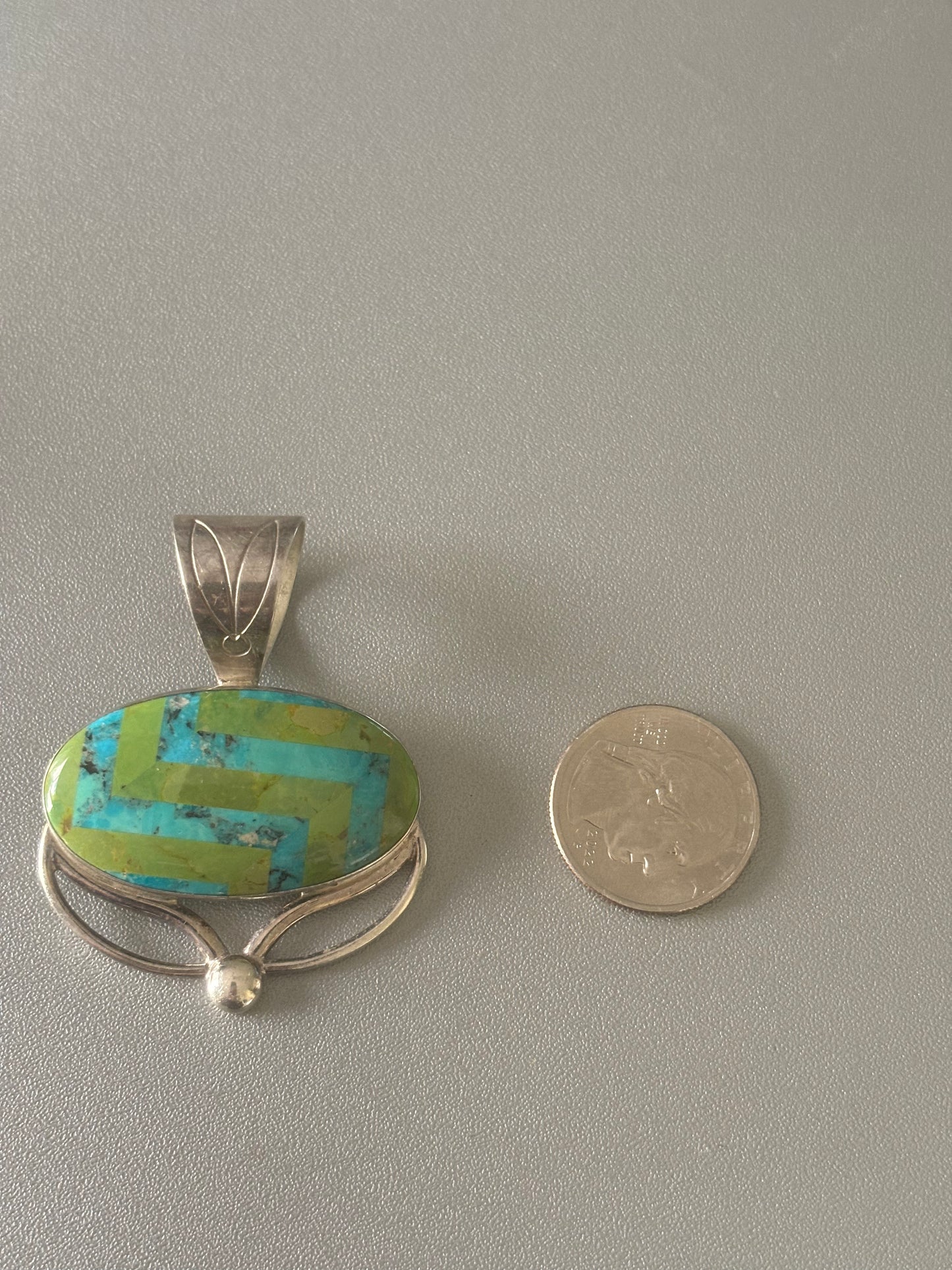Gaspite and Turquoise Sterling Silver Pendant