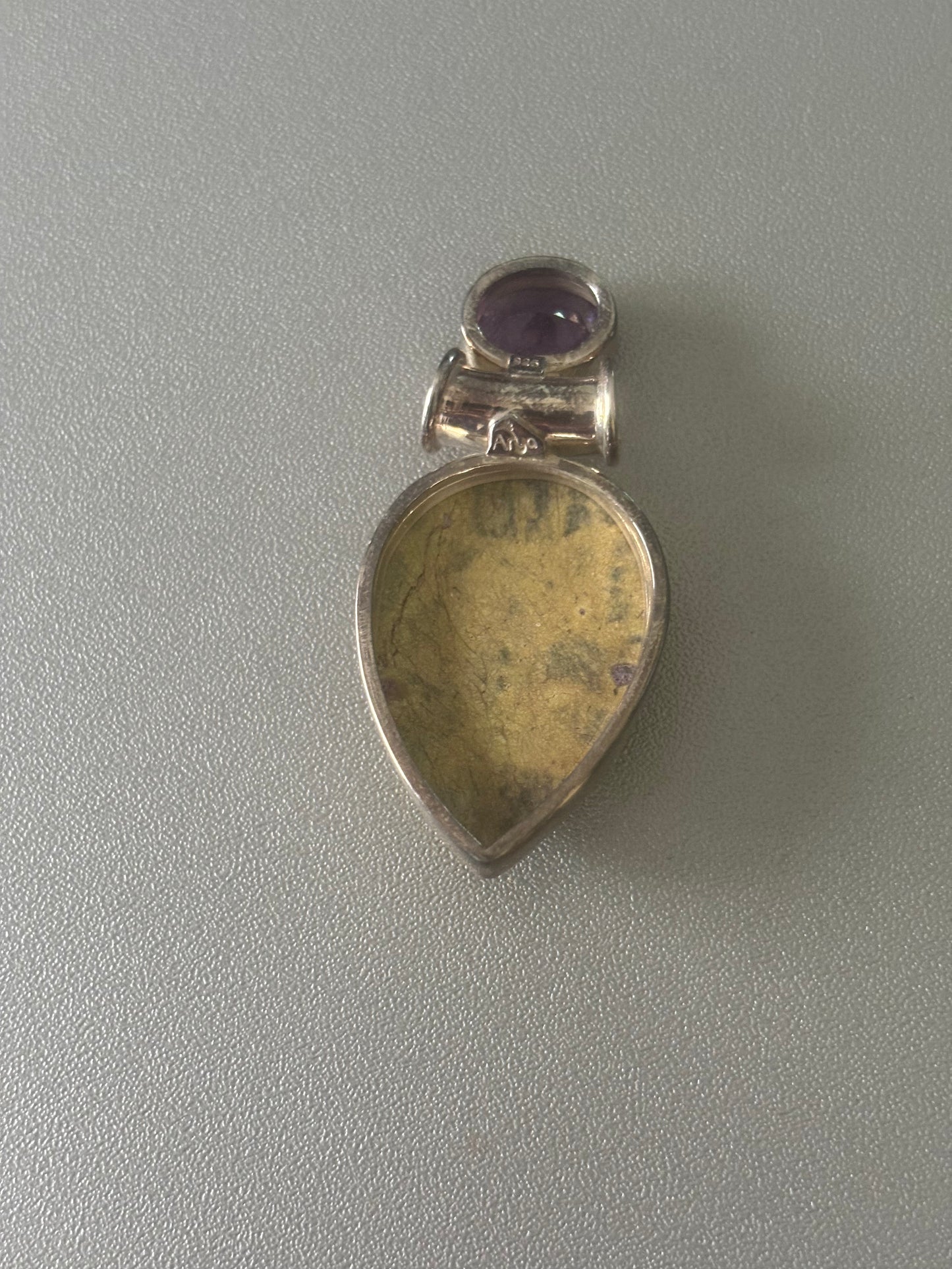 Amethyst and Atlantisite Sterling Silver Pendant