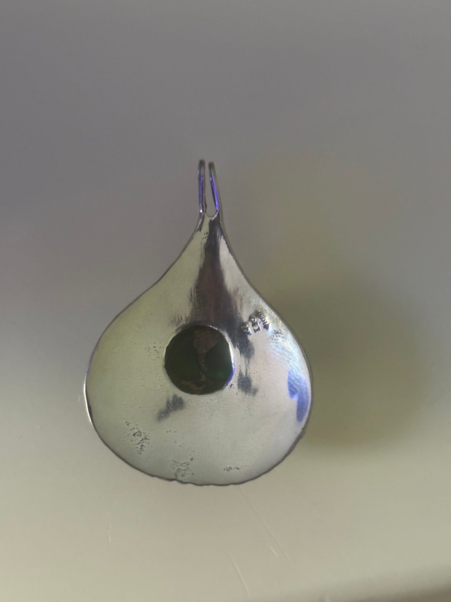 GREEN TURQUOISE ROUND
CABOCHON ST/SILVER PENDANT