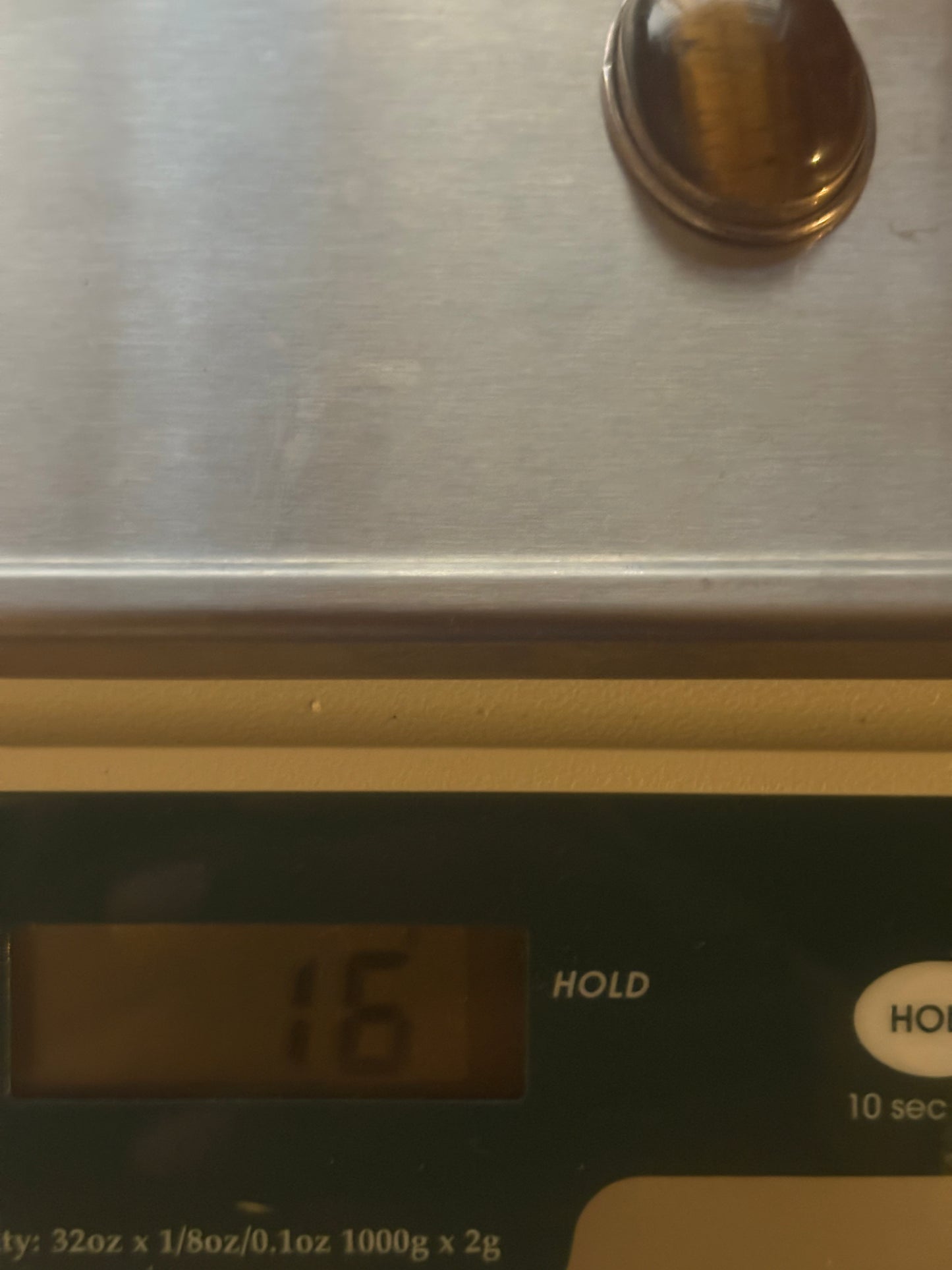 Vintage Sterling Silver Pendant Large Tiger's Eye Cabochon Gemstone