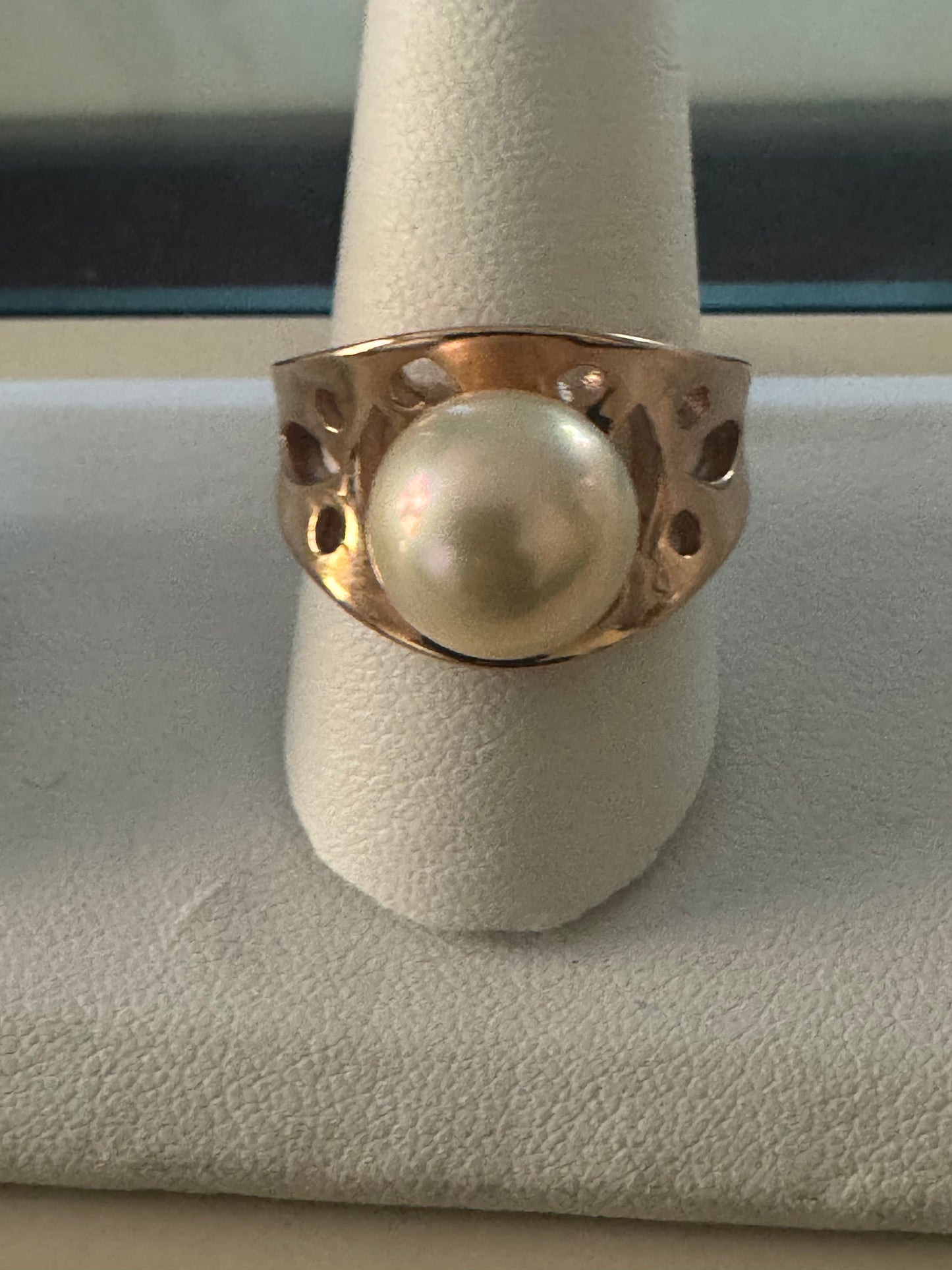 Round Cut Freshwater Cultured Pearl Solitaire Gold Plated Ring
