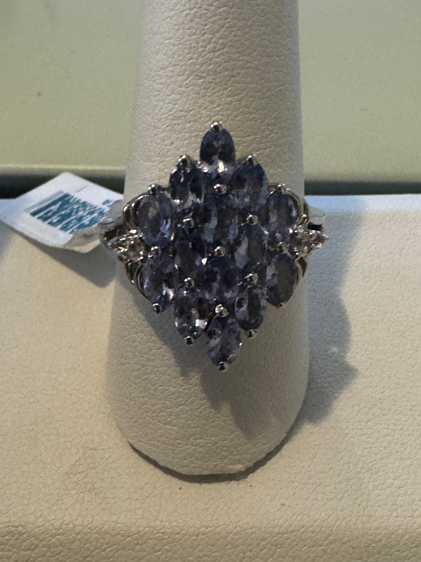 Sterling Silver Tanzanite Cluster Ring
