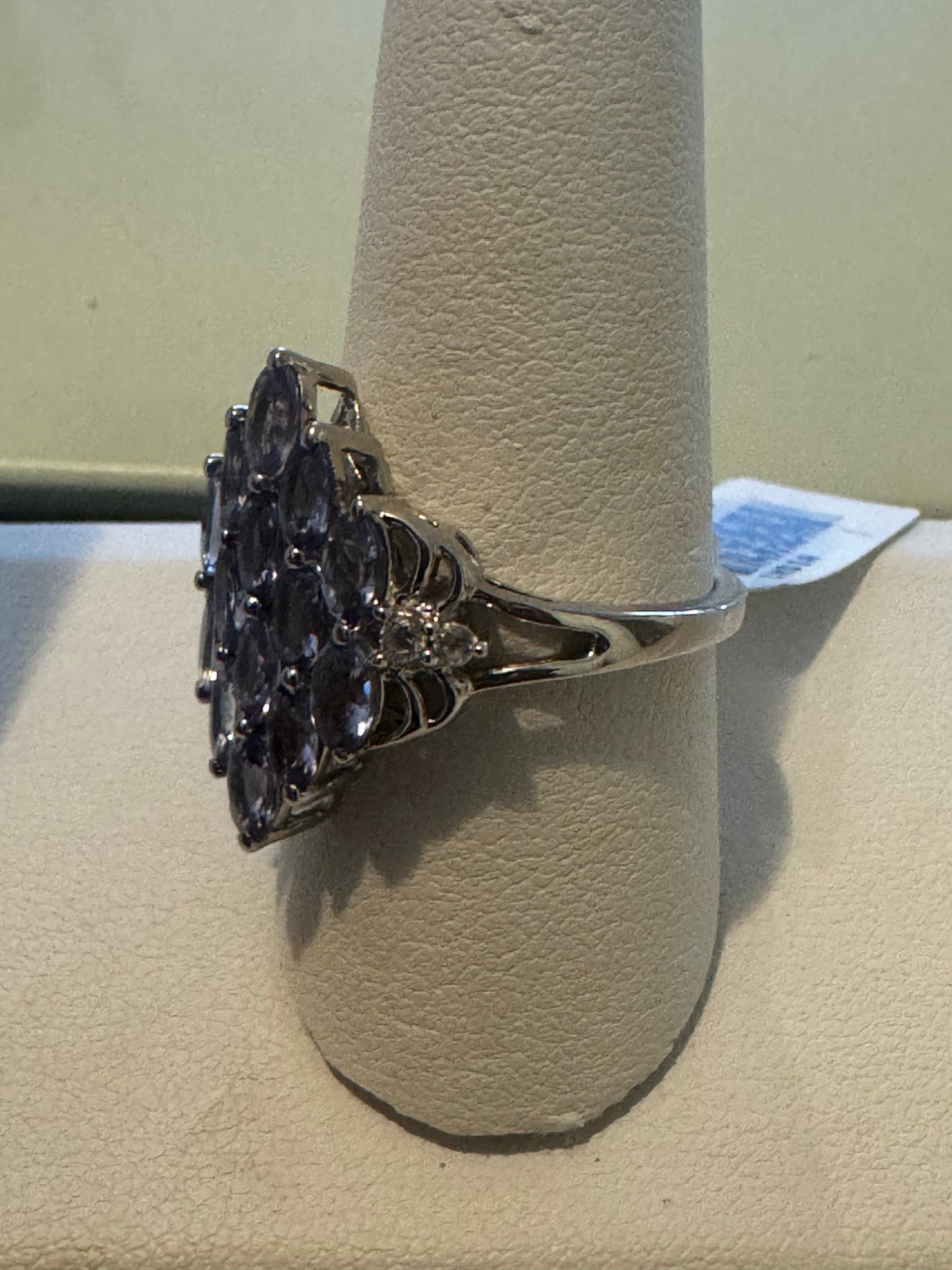 Sterling Silver Tanzanite Cluster Ring